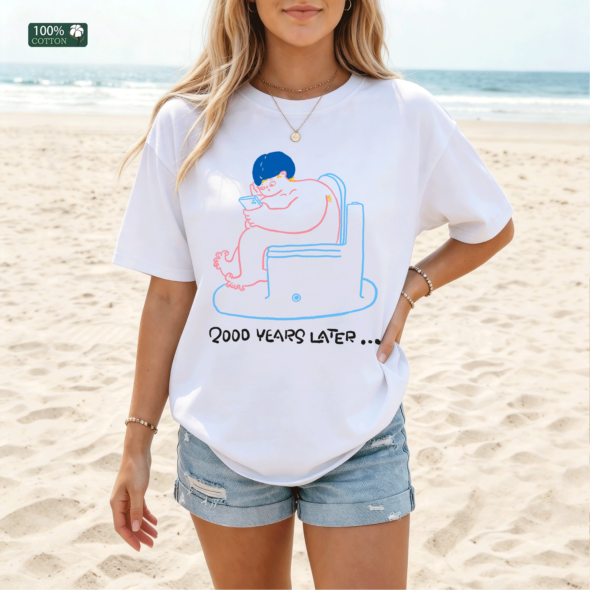 Shirley Chang Funny 2000 Years Later Toilet T-Shirt