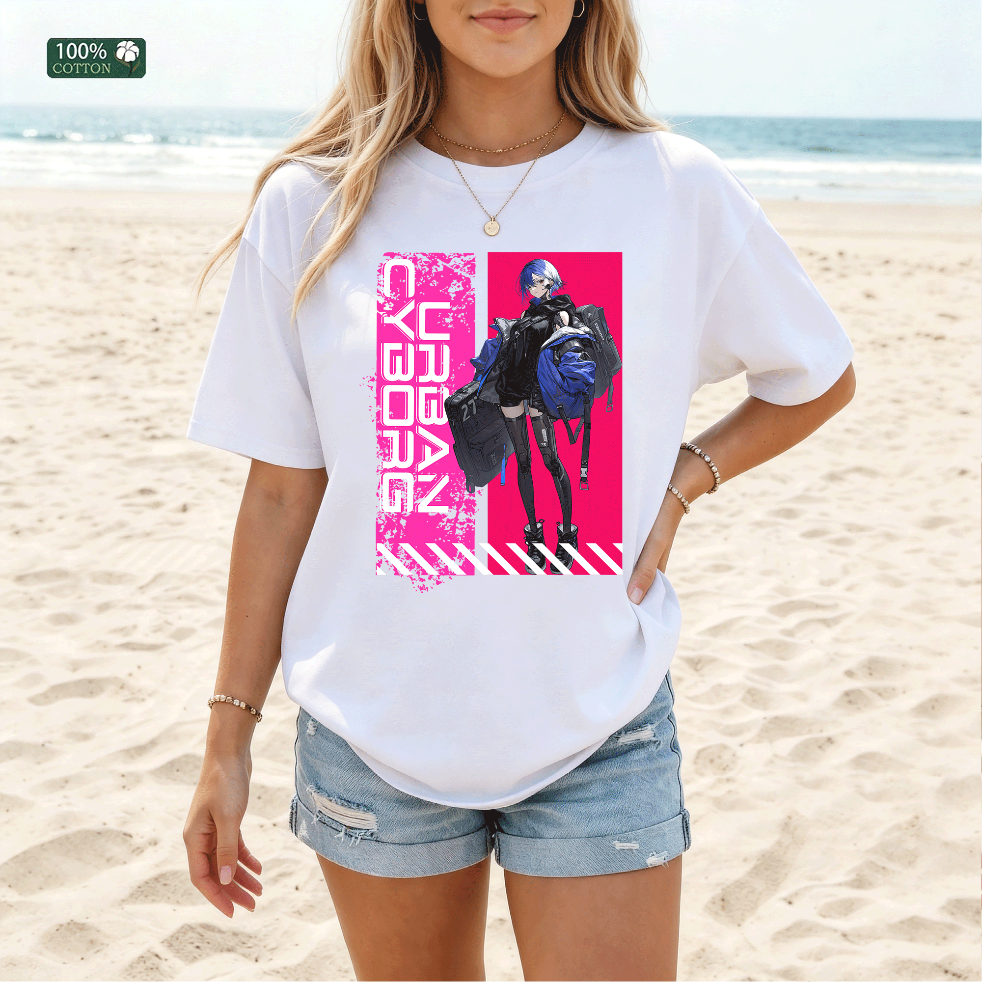 Cyberpunk Anime Girl Graphic T-Shirt