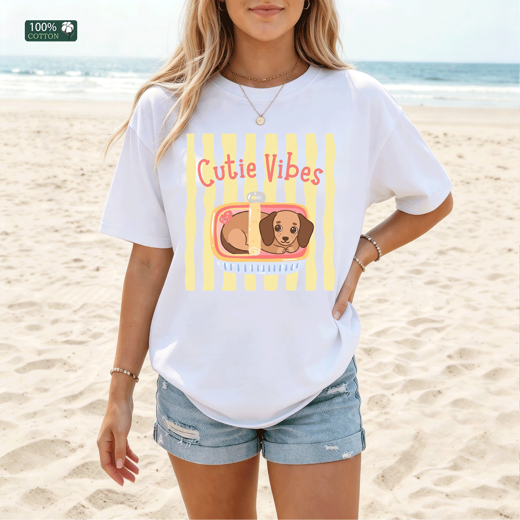 Cutie Vibes Cute Puppy Graphic T-Shirt