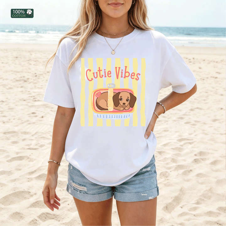 Cutie Vibes Cute Puppy Graphic T-Shirt