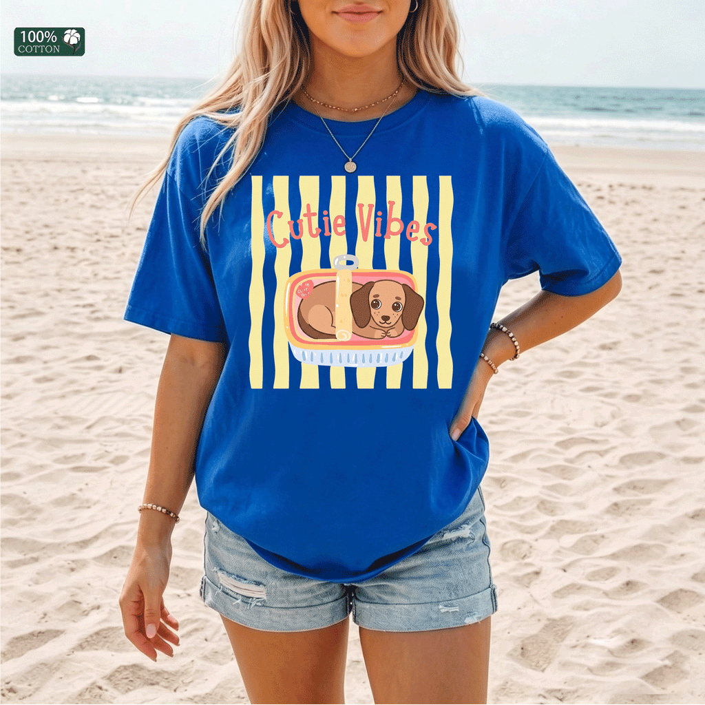 Cutie Vibes Cute Puppy Graphic T-Shirt