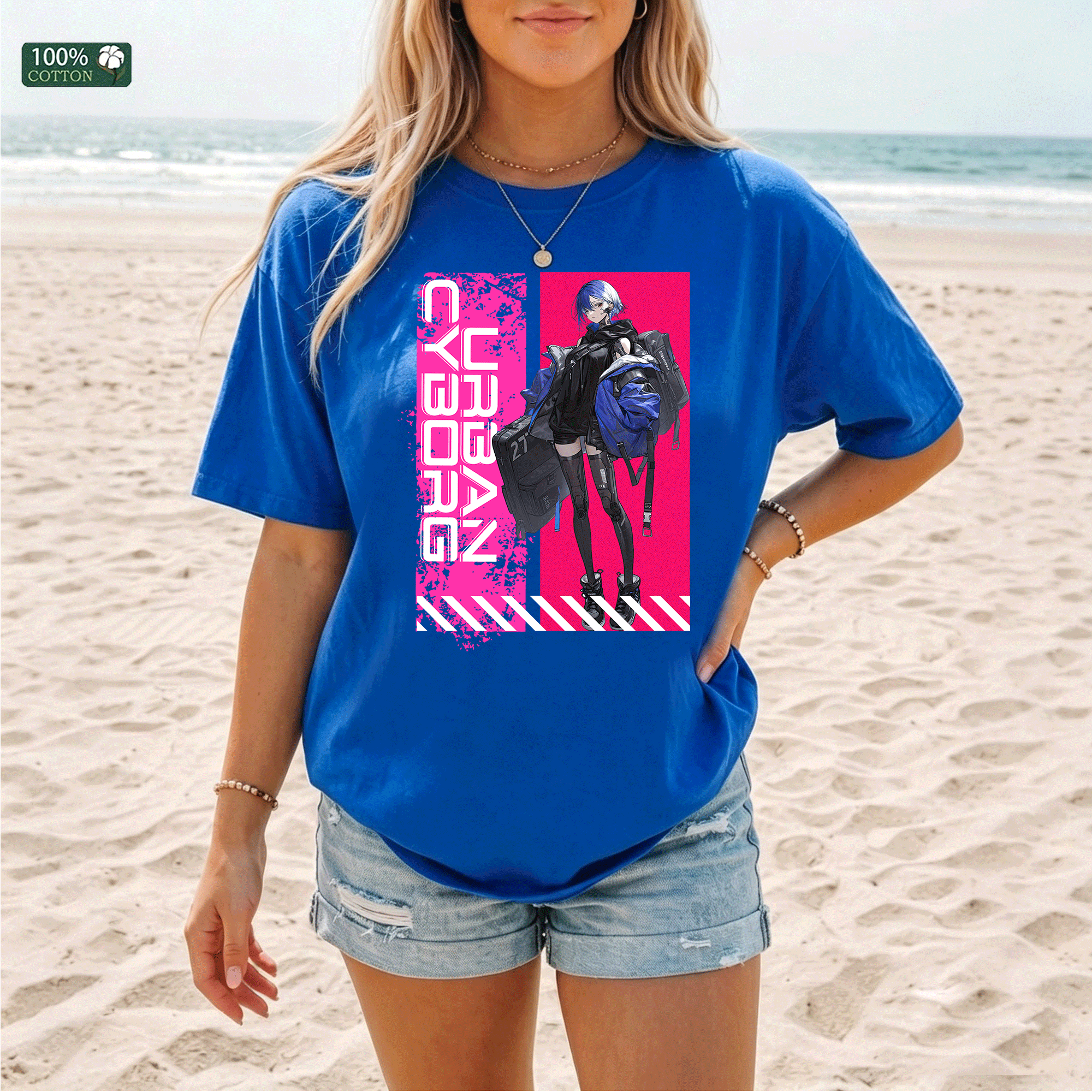 Cyberpunk Anime Girl Graphic T-Shirt