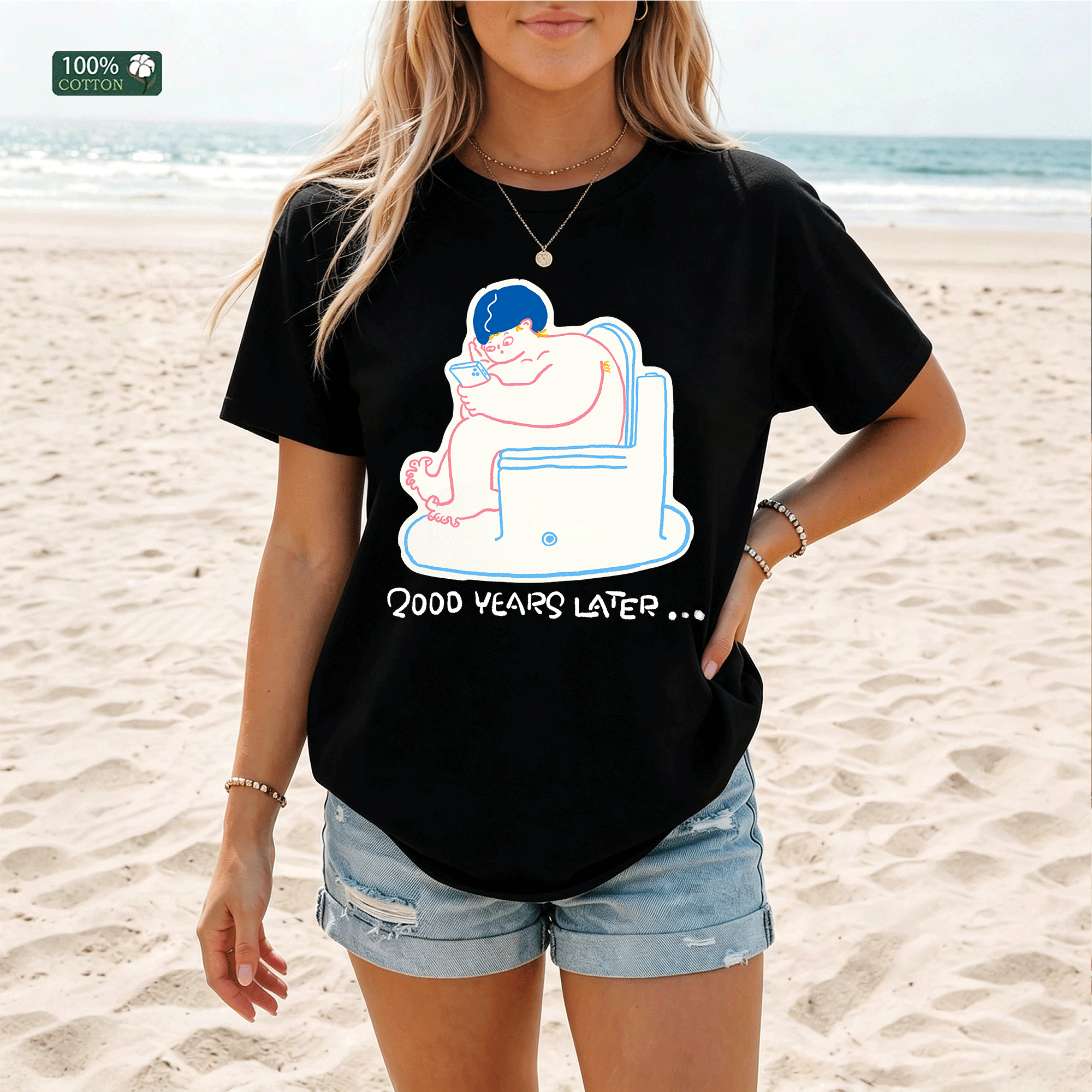 Shirley Chang Funny 2000 Years Later Toilet T-Shirt
