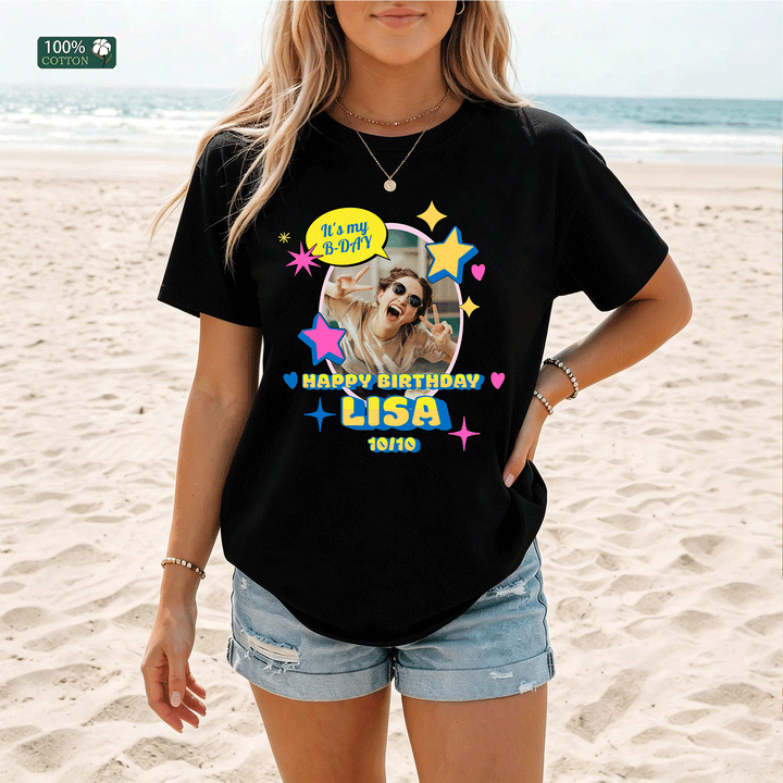 Custom Birthday Photo T-Shirt | Personalised Birthday Tee