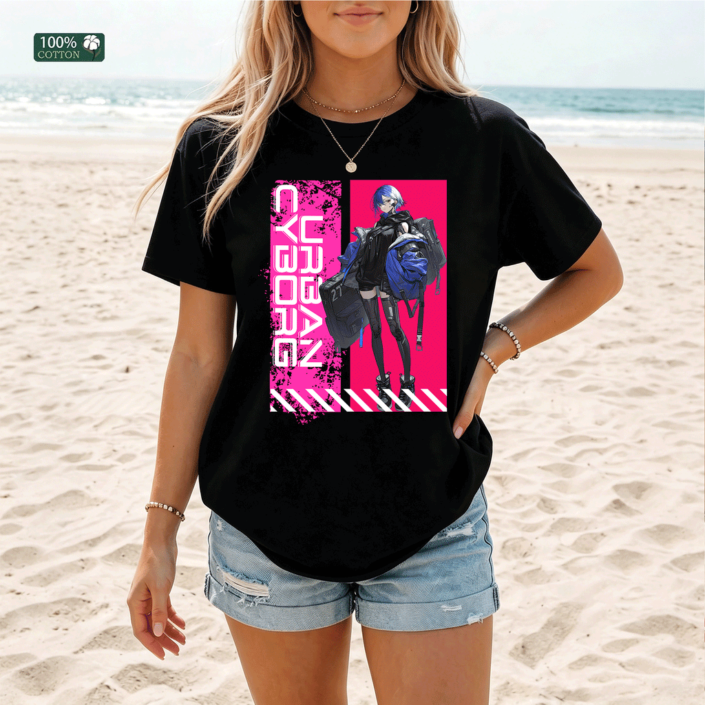 Cyberpunk Anime Girl Graphic T-Shirt