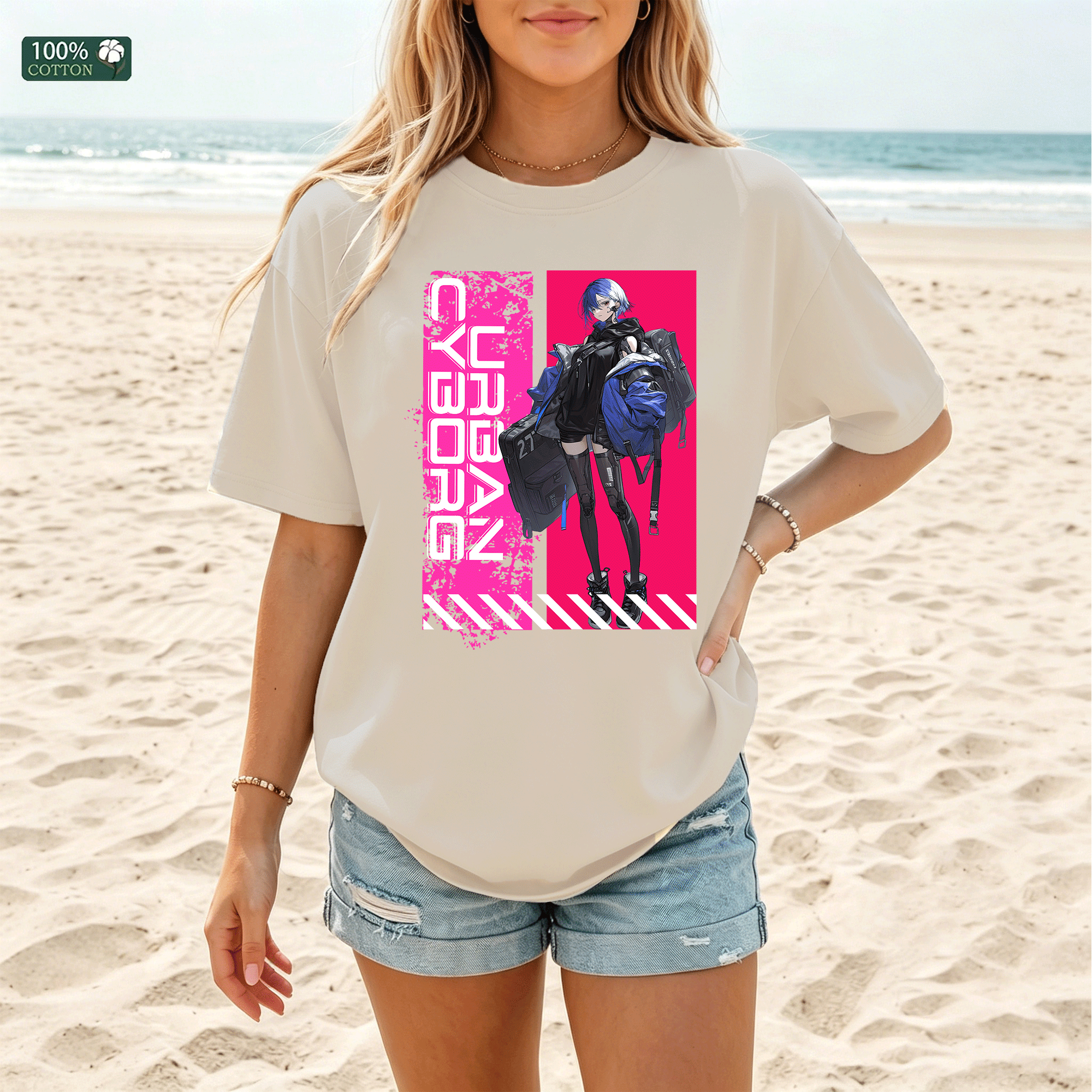 Cyberpunk Anime Girl Graphic T-Shirt