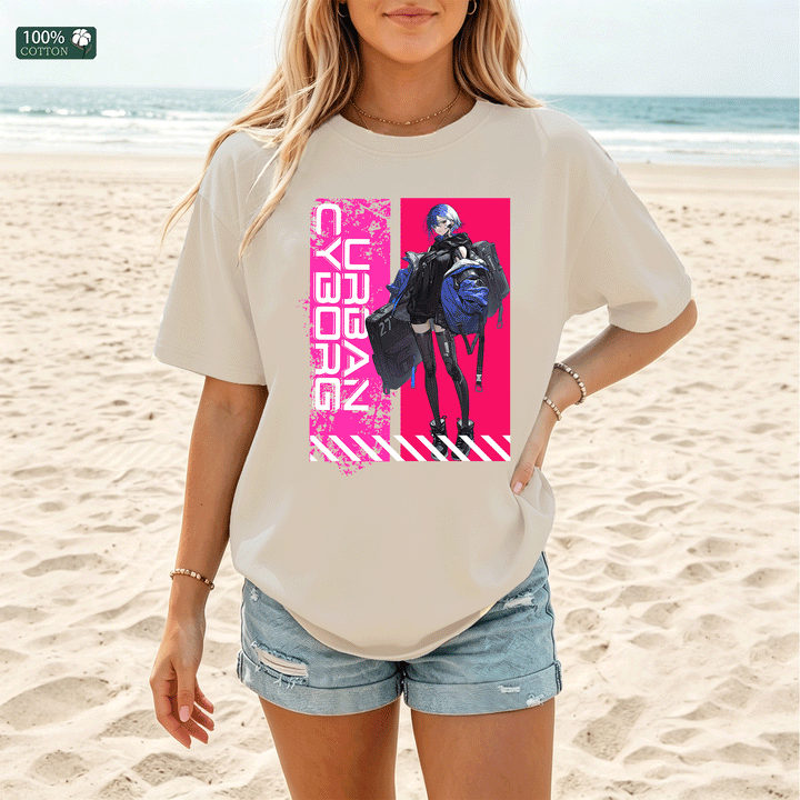 Cyberpunk Anime Girl Graphic T-Shirt