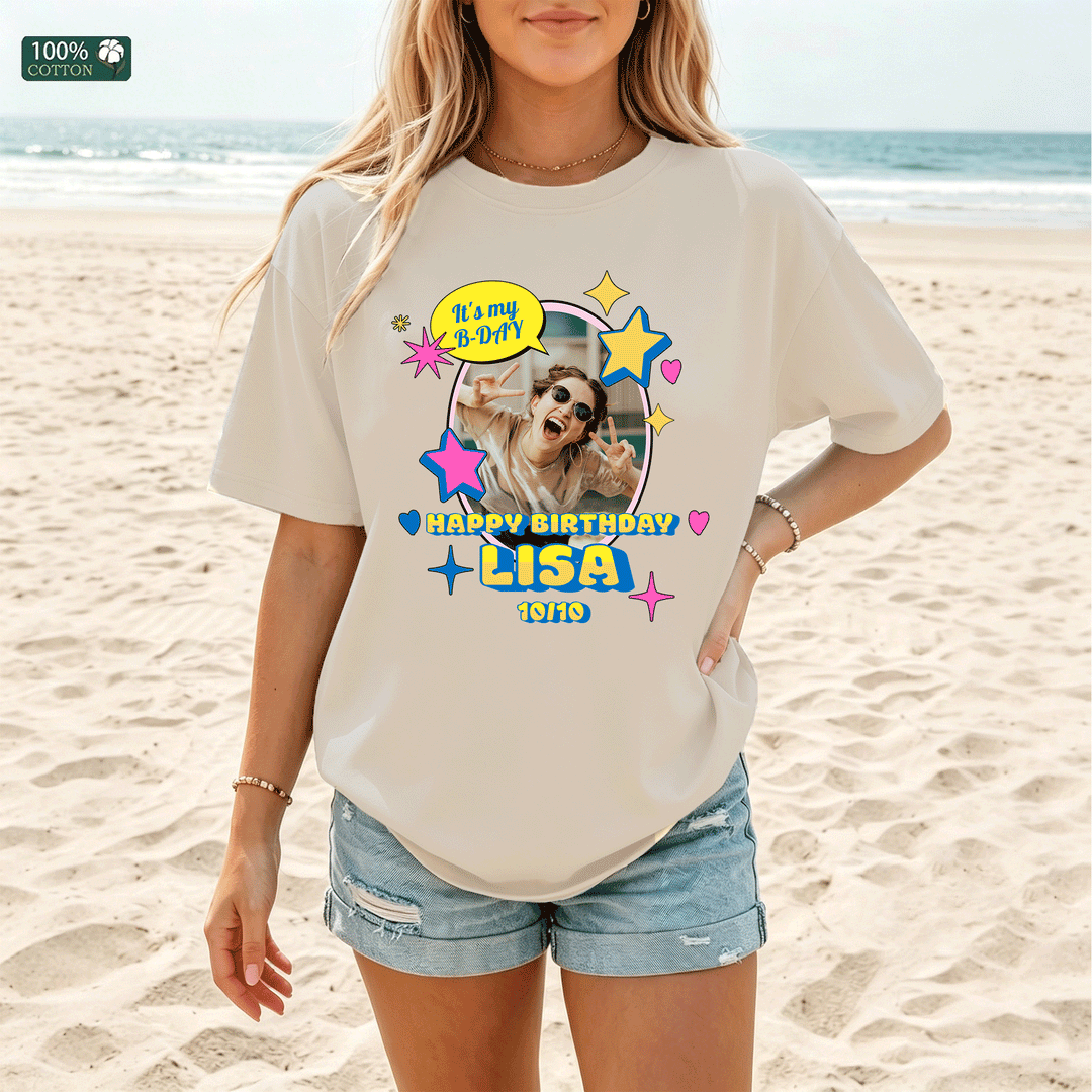 Custom Birthday Photo T-Shirt | Personalised Birthday Tee