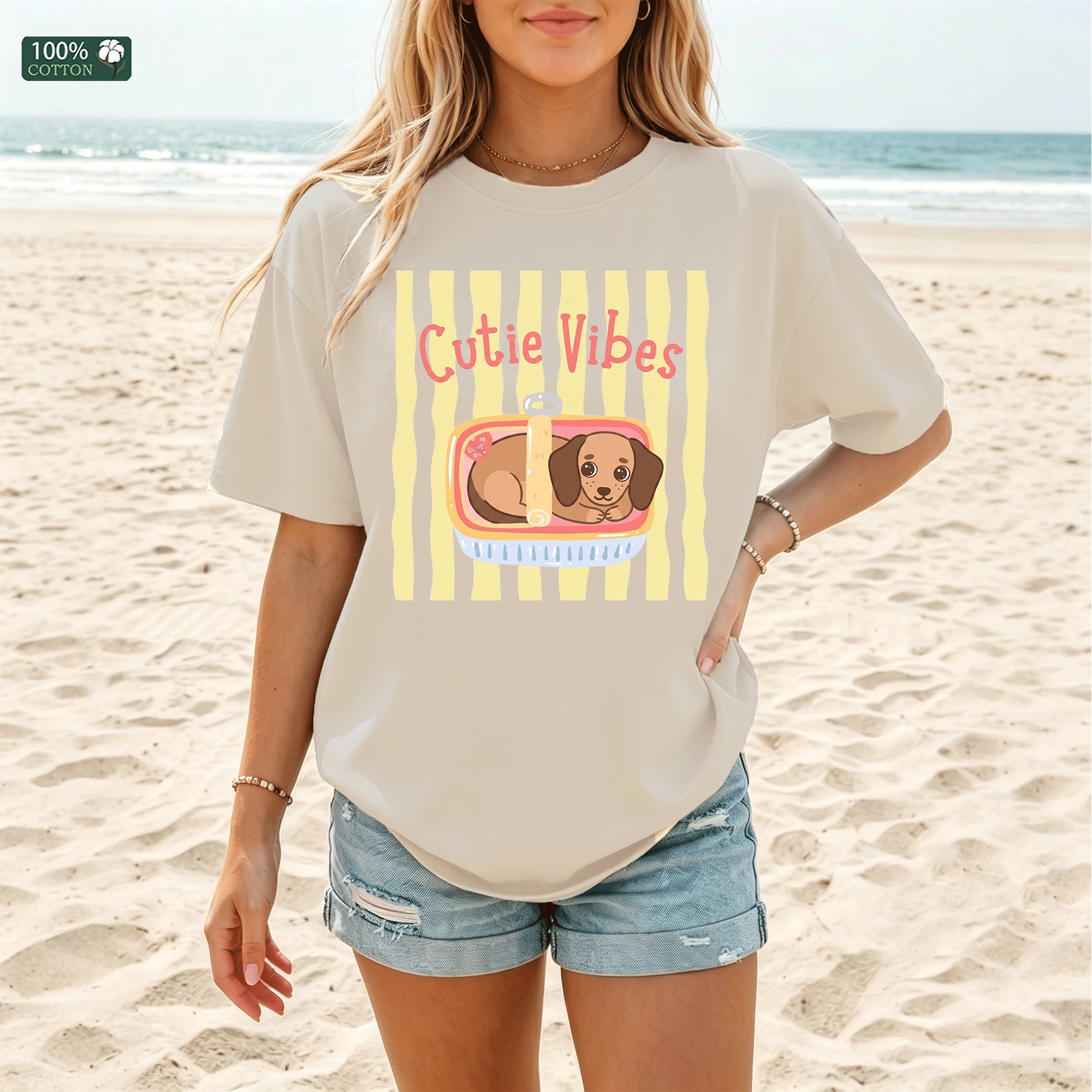 Cutie Vibes Cute Puppy Graphic T-Shirt