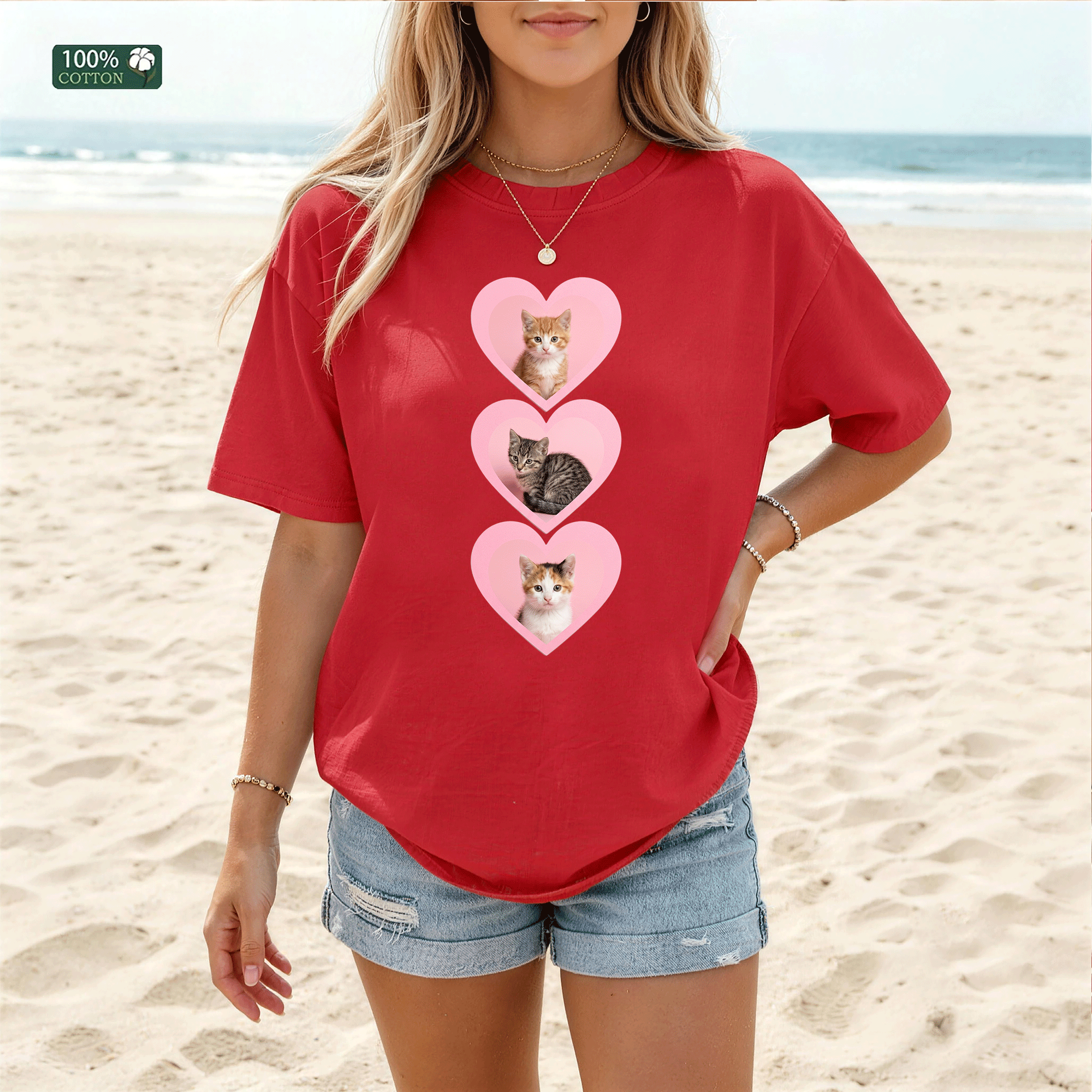 Kitten Heart Graphic T-shirt, Cat Lover Tee