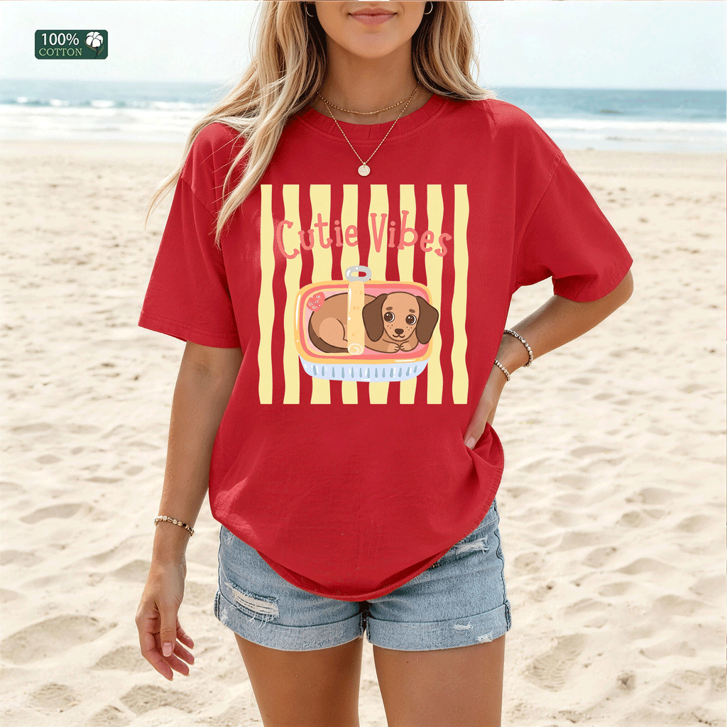 Cutie Vibes Cute Puppy Graphic T-Shirt