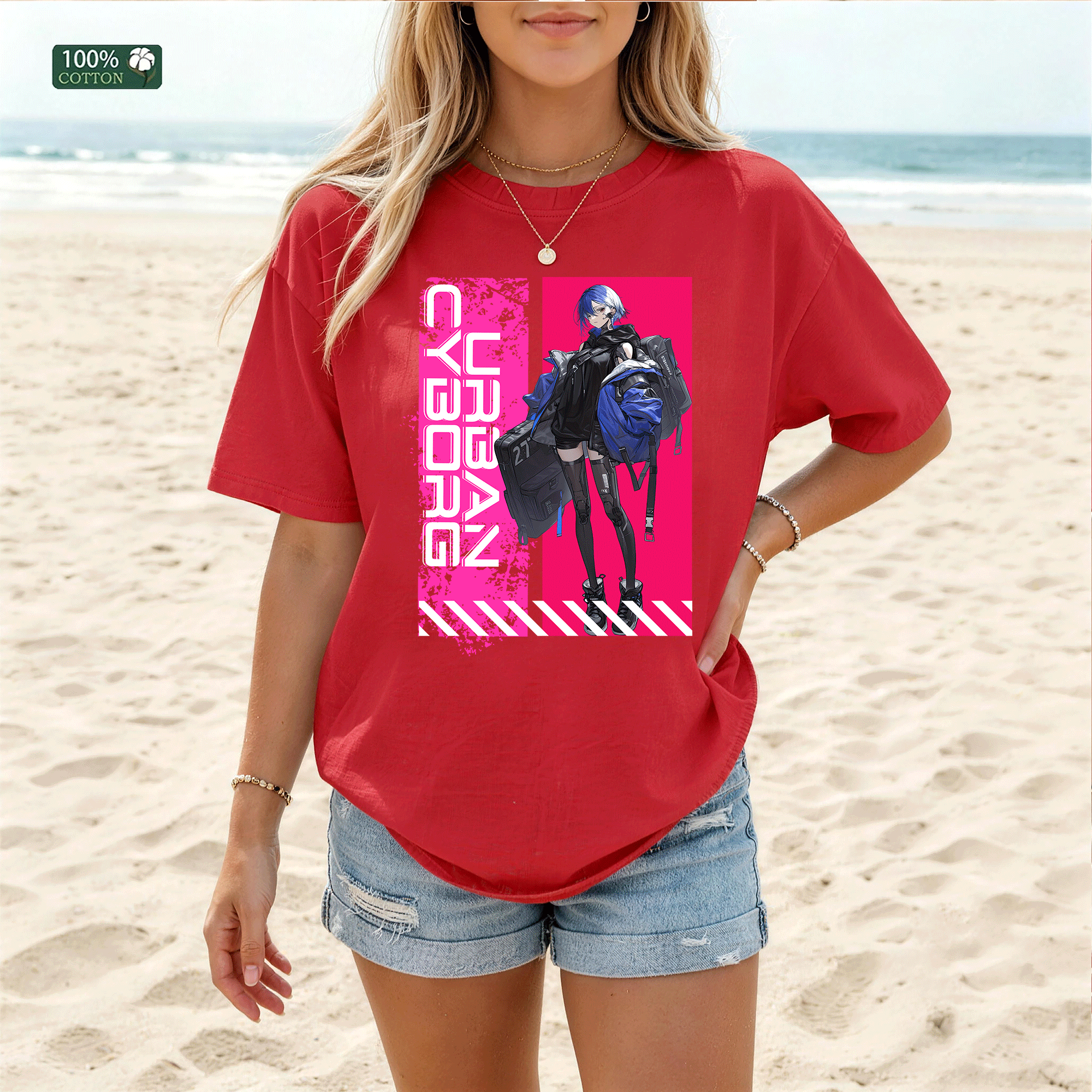 Cyberpunk Anime Girl Graphic T-Shirt