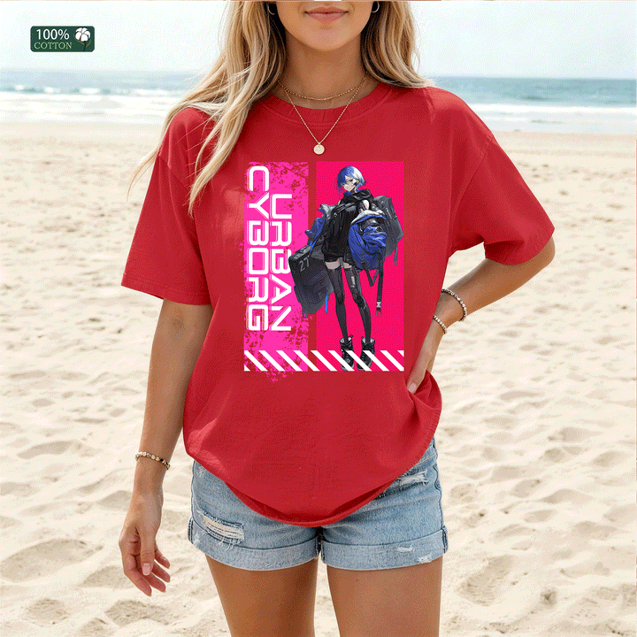Cyberpunk Anime Girl Graphic T-Shirt