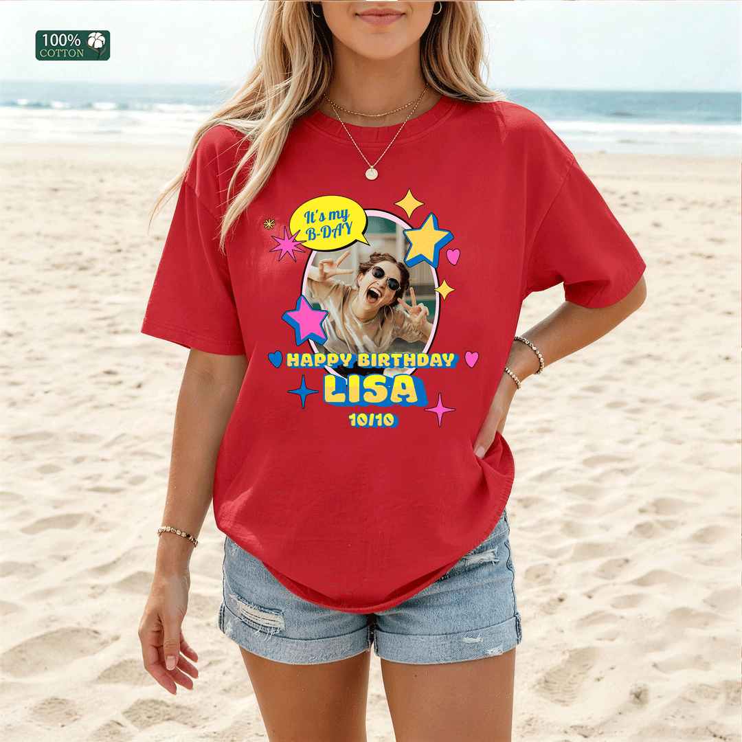 Custom Birthday Photo T-Shirt | Personalised Birthday Tee