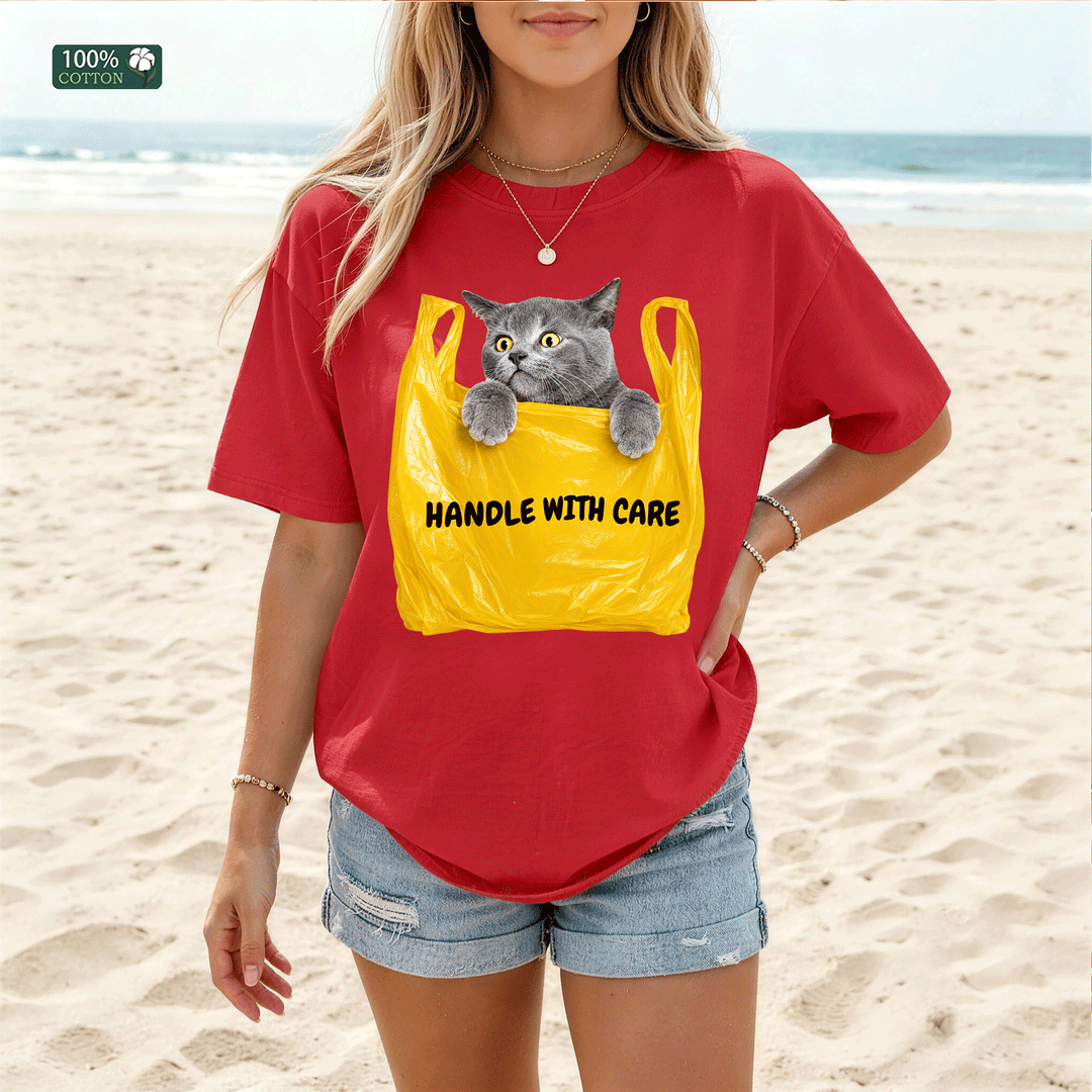 Handle With Care Cat T-Shirt – Funny Cat Lover Tee