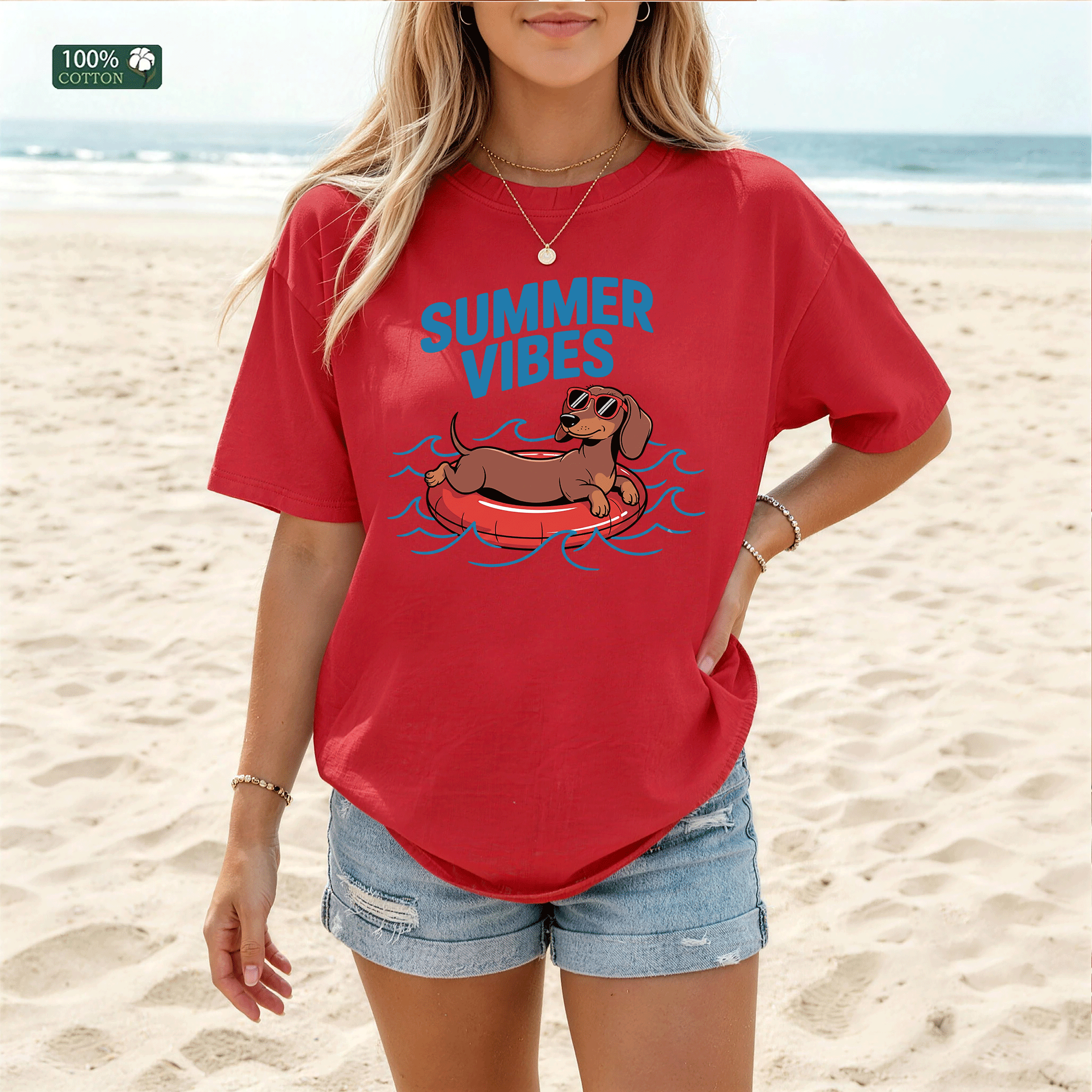 Summer Vibes Dachshund Graphic T-Shirt