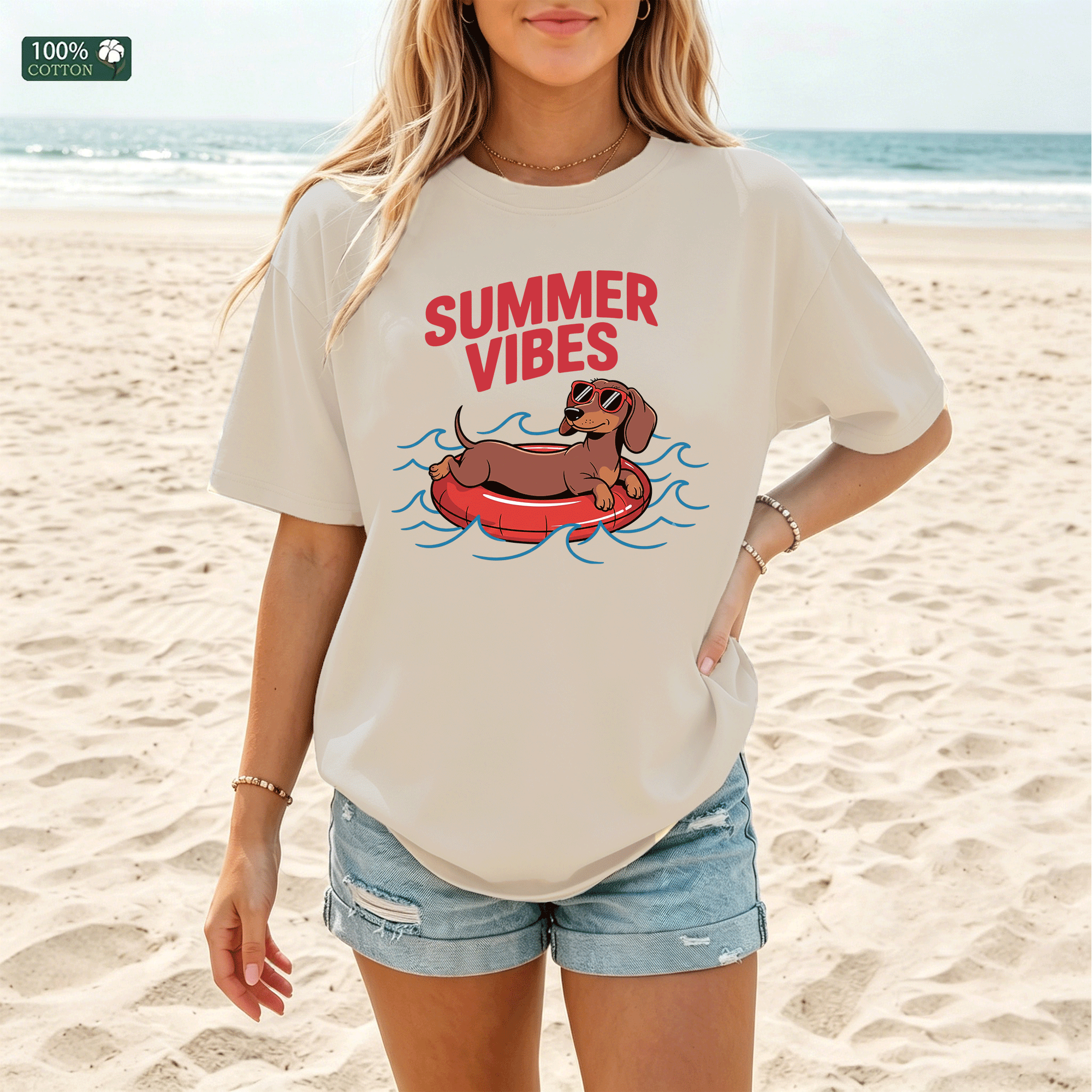 Summer Vibes Dachshund Graphic T-Shirt