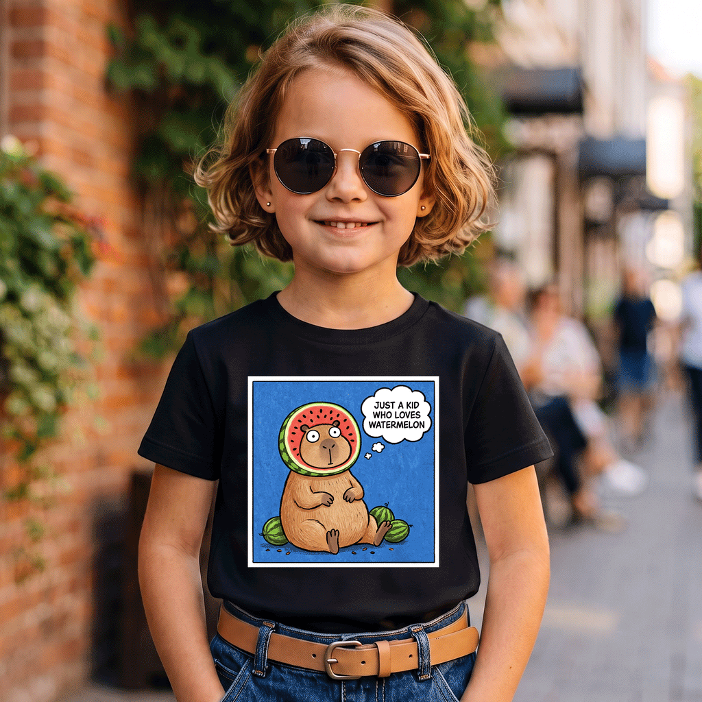 Just a Kid Who Loves Watermelon Capybara T-Shirt