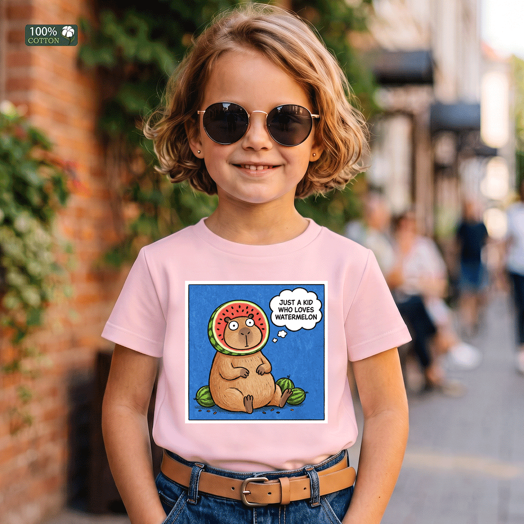 Just a Kid Who Loves Watermelon Capybara T-Shirt