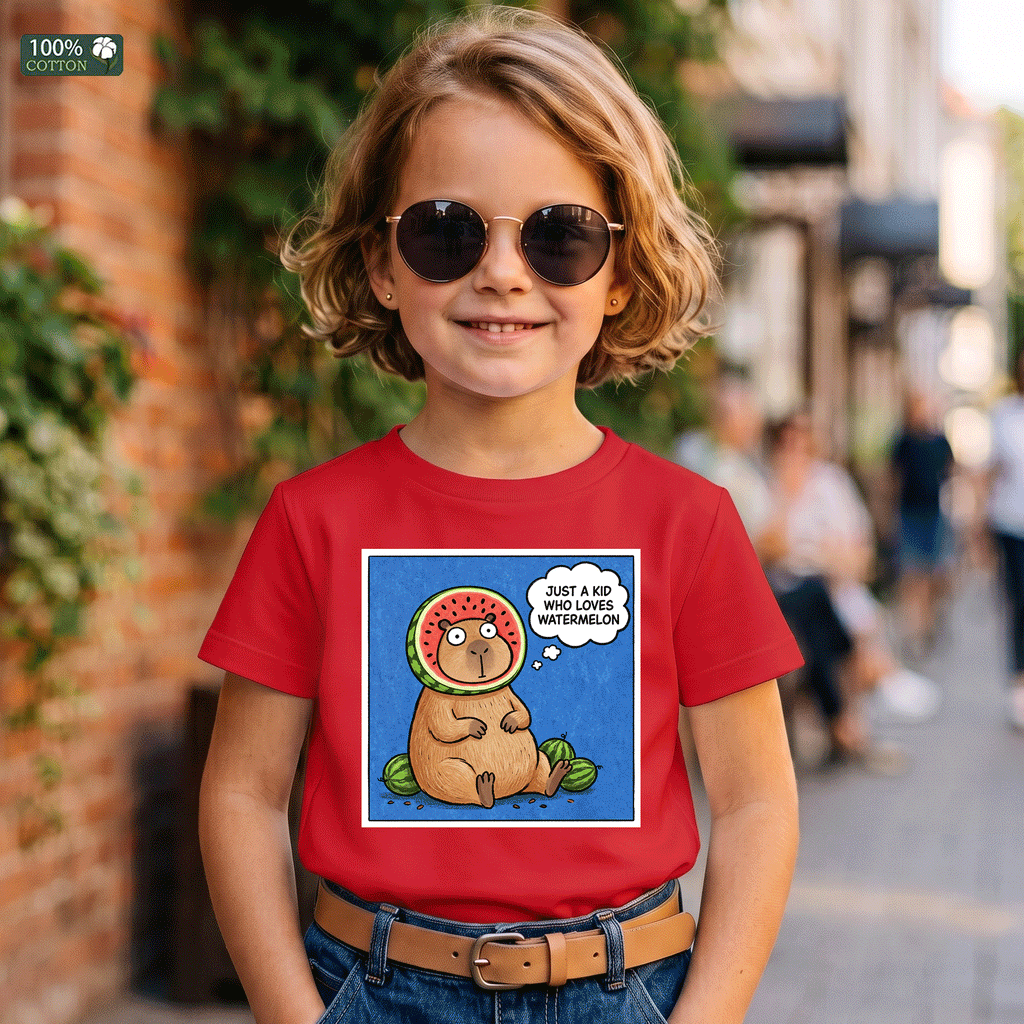 Just a Kid Who Loves Watermelon Capybara T-Shirt