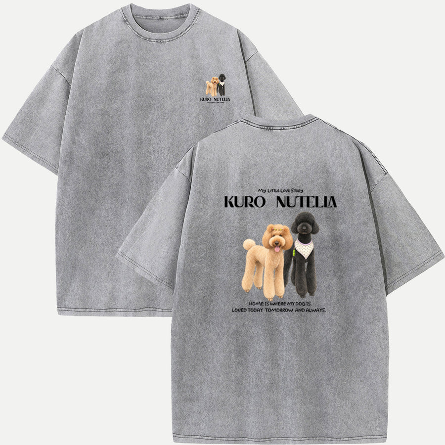 Korean-Style Hand-Drawn Full-Body Pet Portrait Custom Vintage tee