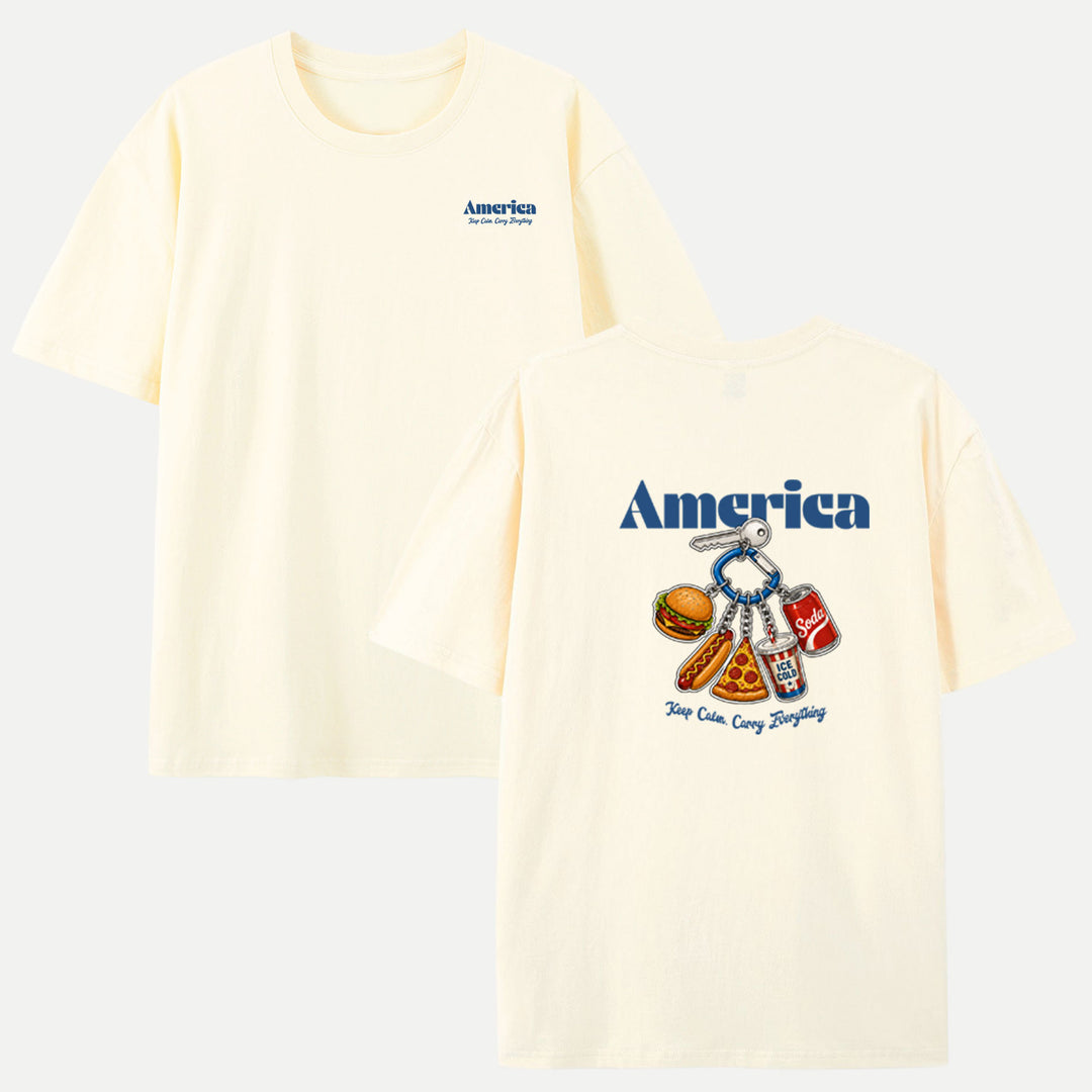America Fast Food Keychain Graphic T-Shirt
