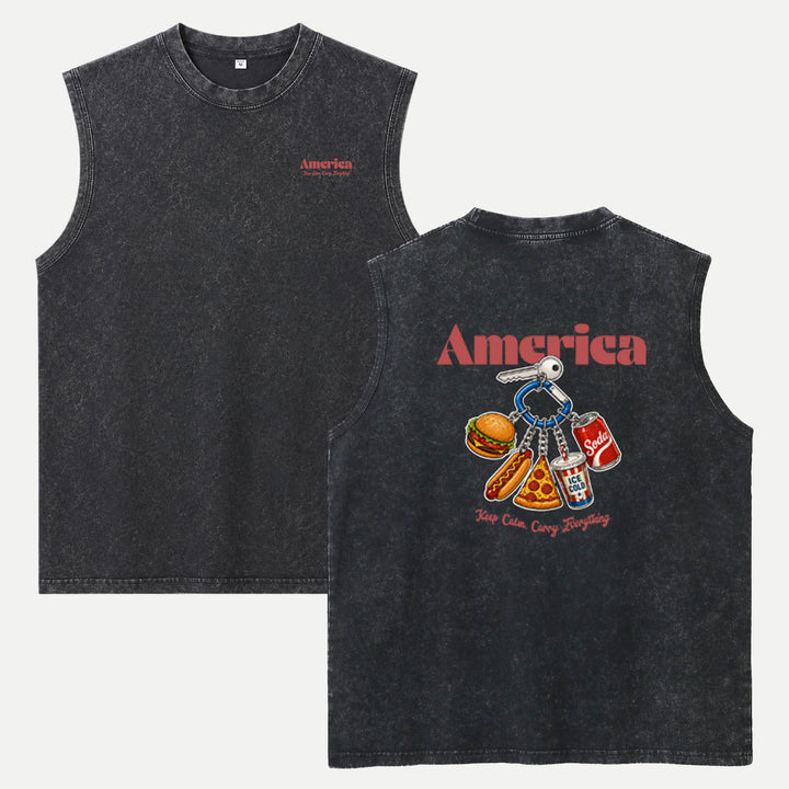 America Fast Food Keychain Graphic T-Shirt