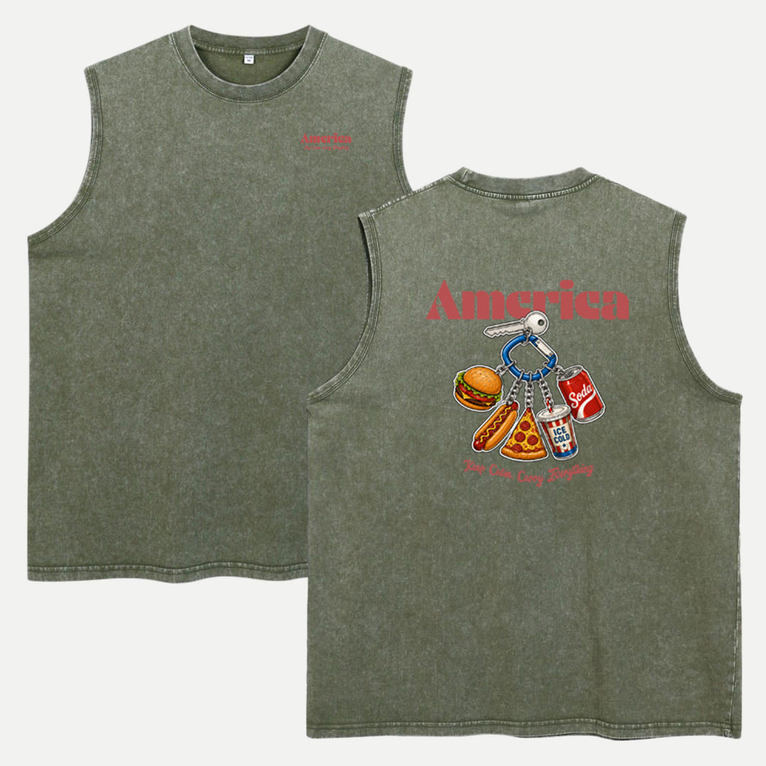 America Fast Food Keychain Graphic T-Shirt