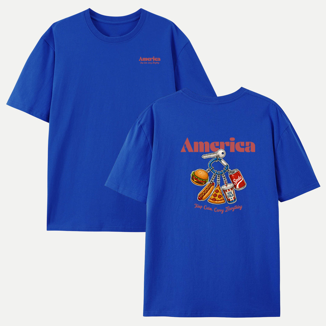 America Fast Food Keychain Graphic T-Shirt