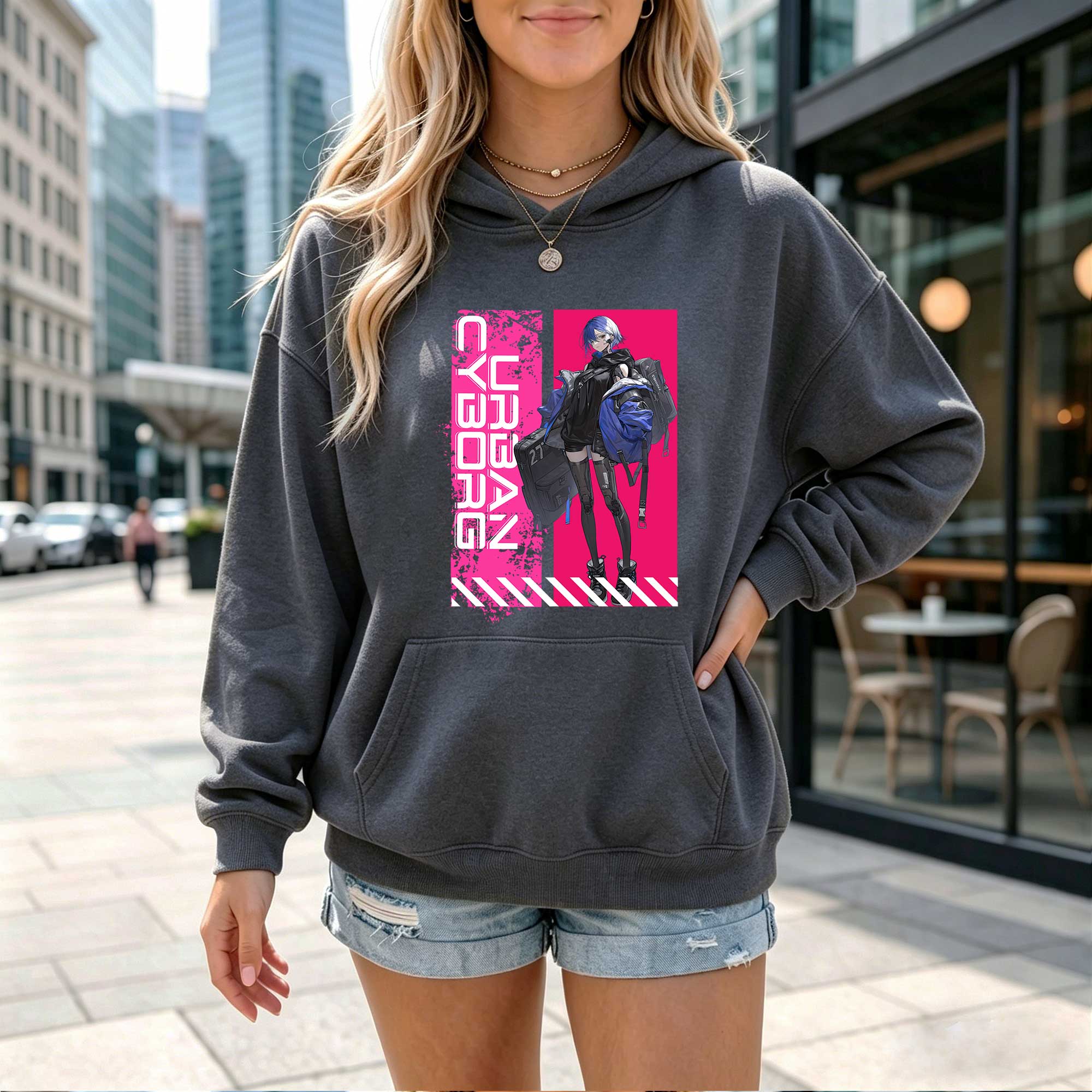 Cyberpunk Anime Girl Graphic Hoodie