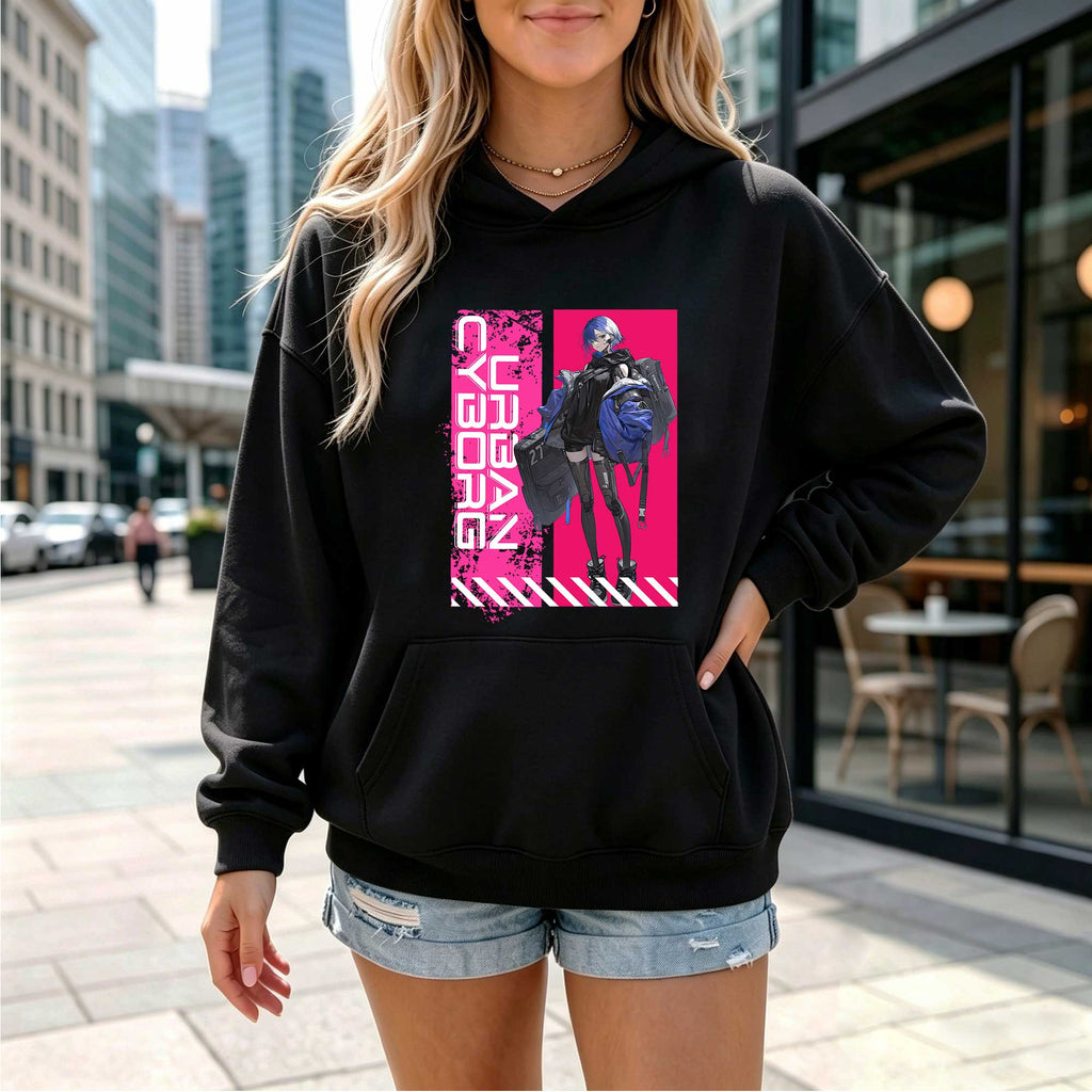Cyberpunk Anime Girl Graphic Hoodie