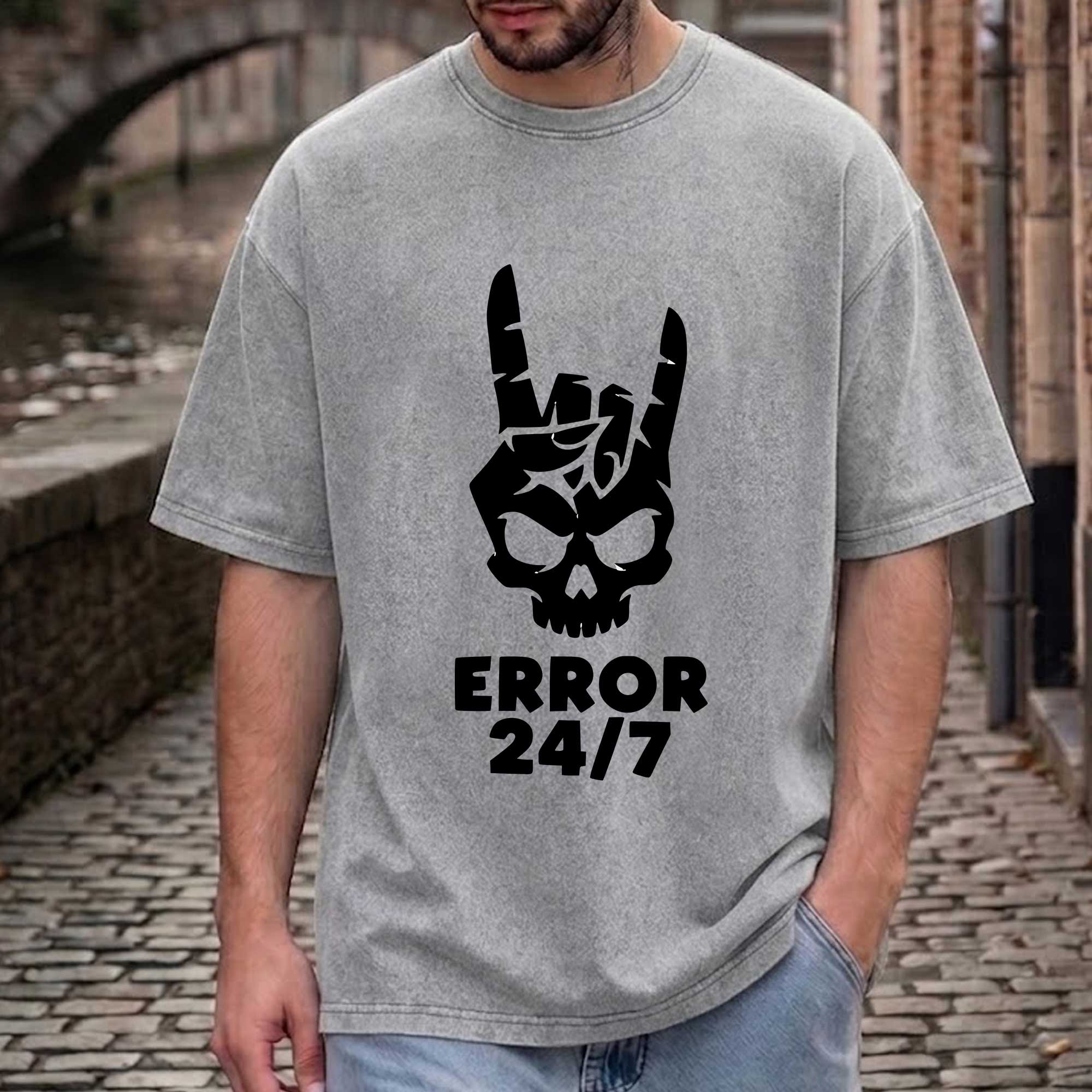 Error 24/7 Skull Graphic T-Shirt