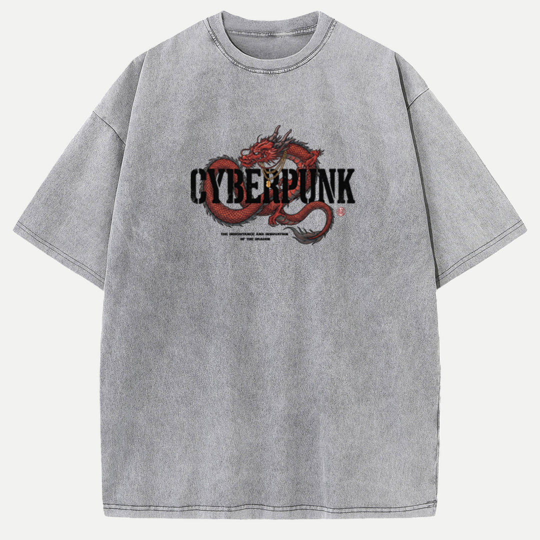 Cyberpunk Red Dragon Graphic T-Shirt
