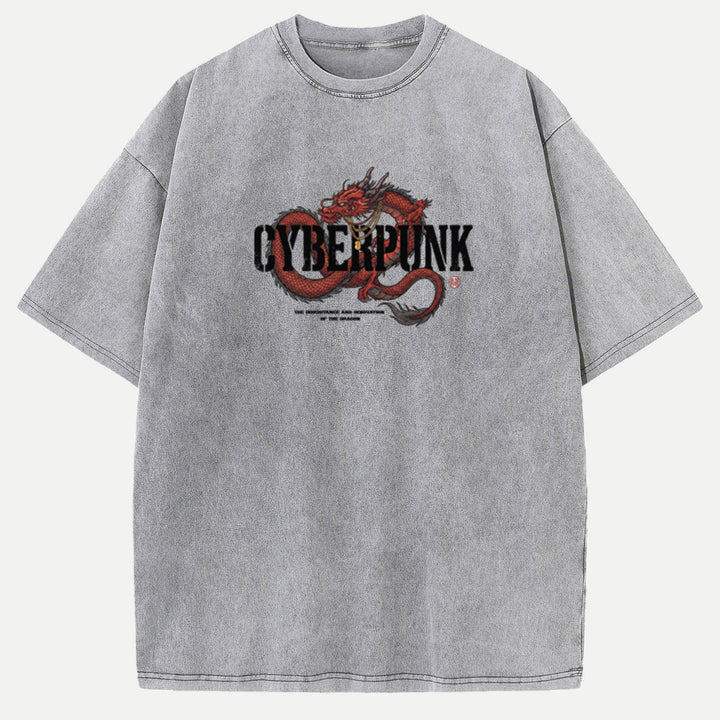 Cyberpunk Red Dragon Graphic T-Shirt