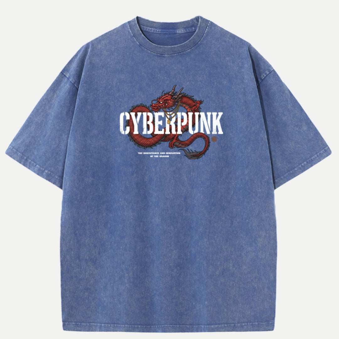 Cyberpunk Red Dragon Graphic T-Shirt