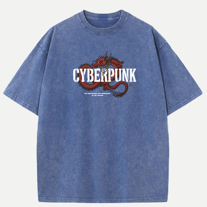 Cyberpunk Red Dragon Graphic T-Shirt