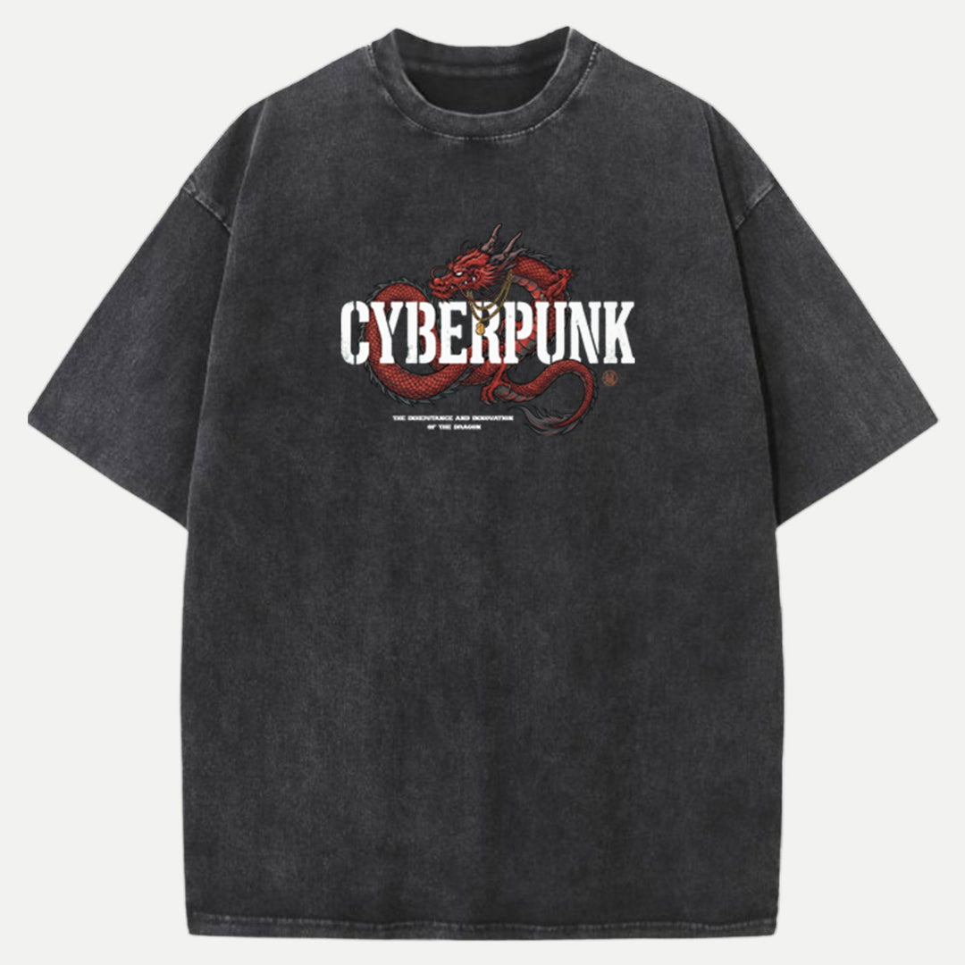 Cyberpunk Red Dragon Graphic T-Shirt