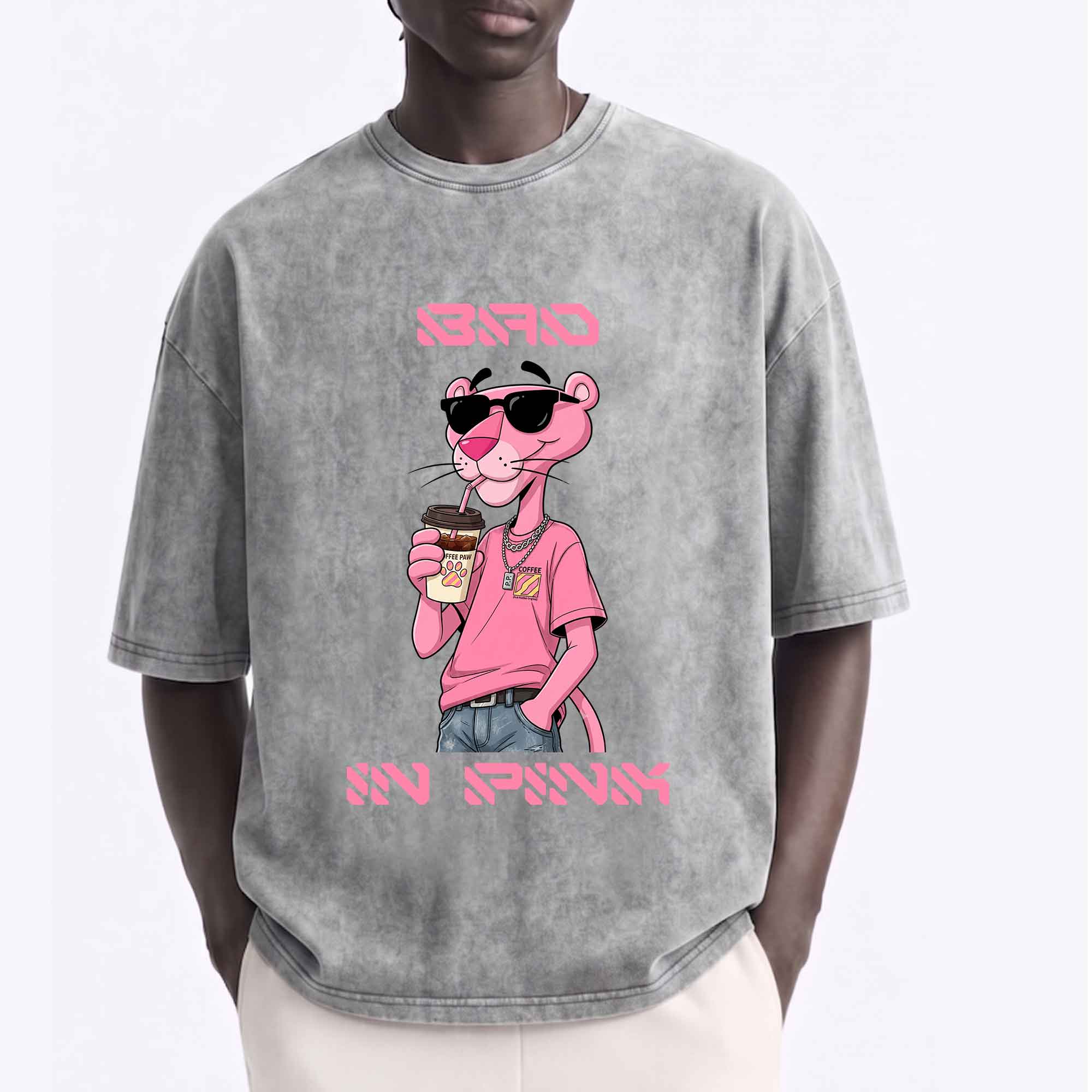 Funny Pink Panther "Sip In Pink" Graphic T-Shirt