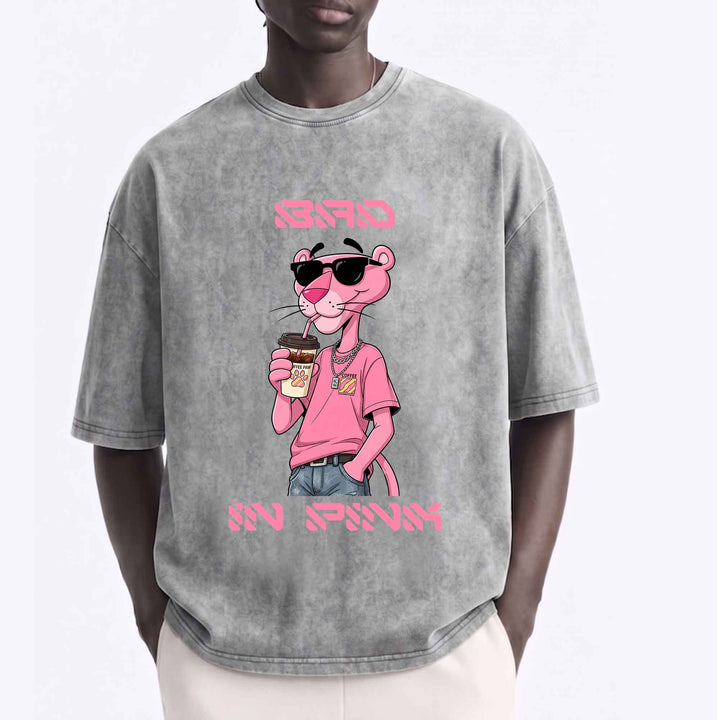 Funny Pink Panther "Sip In Pink" Graphic T-Shirt