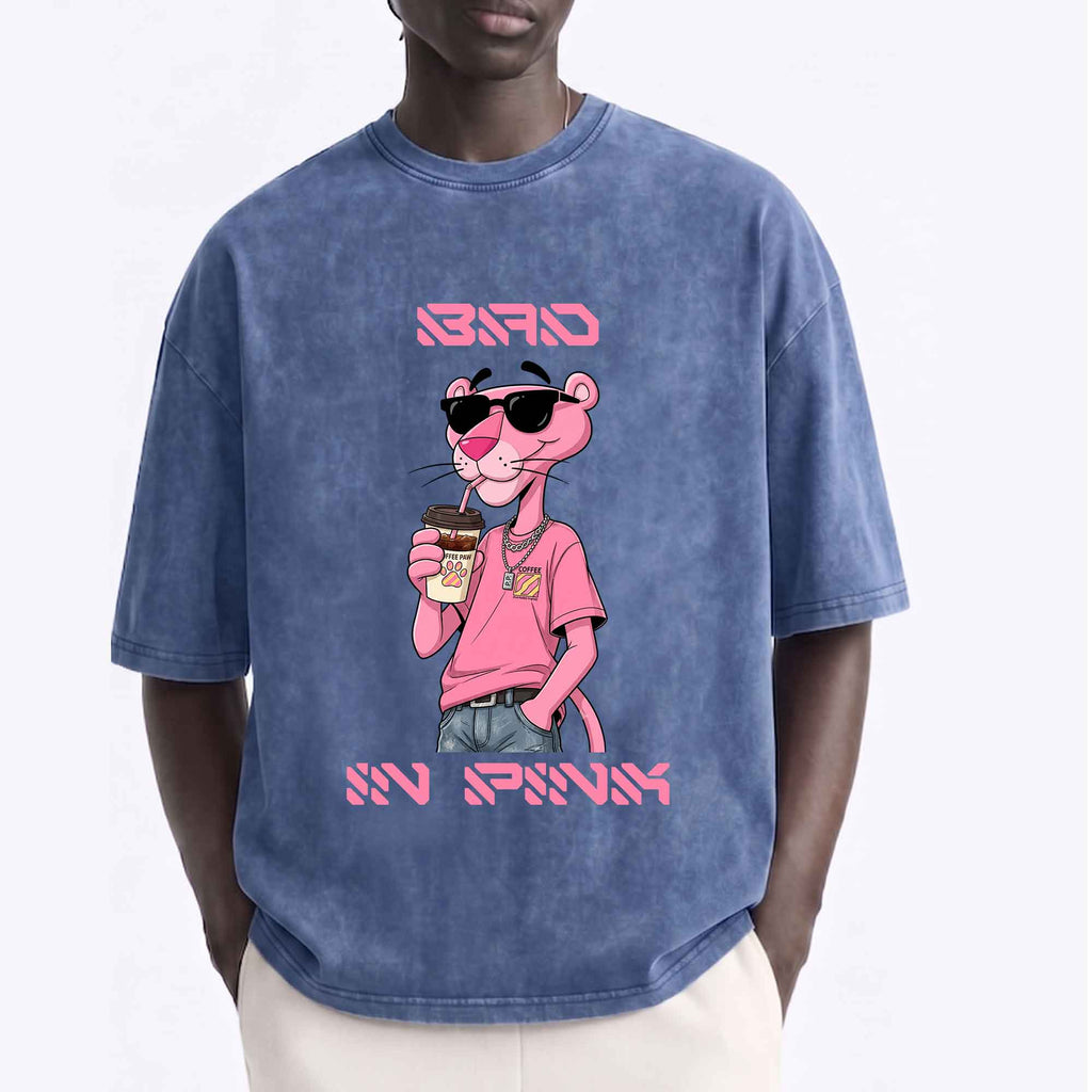 Funny Pink Panther "Sip In Pink" Graphic T-Shirt