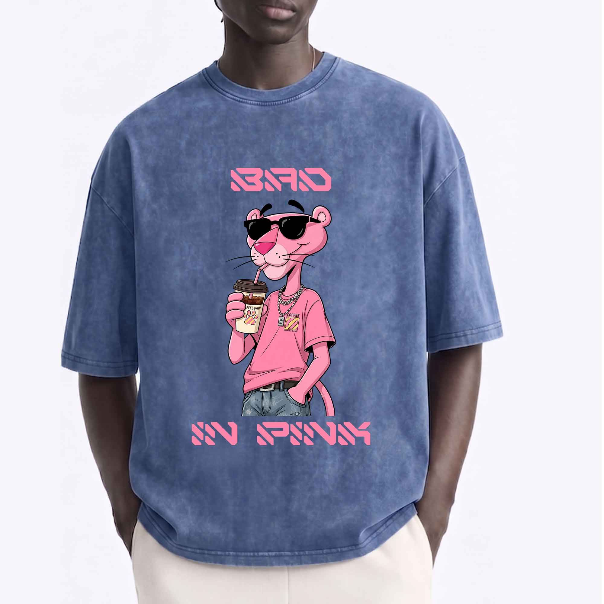 Funny Pink Panther "Sip In Pink" Graphic T-Shirt