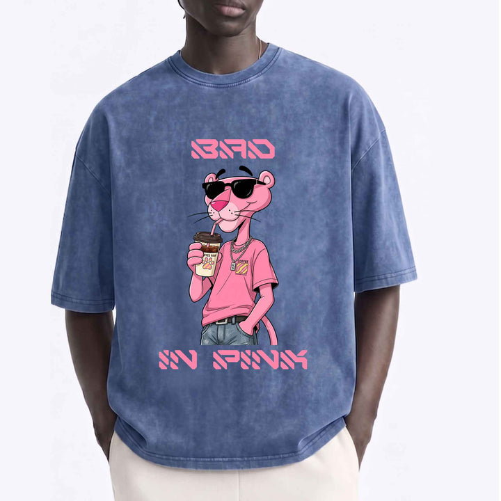 Funny Pink Panther "Sip In Pink" Graphic T-Shirt