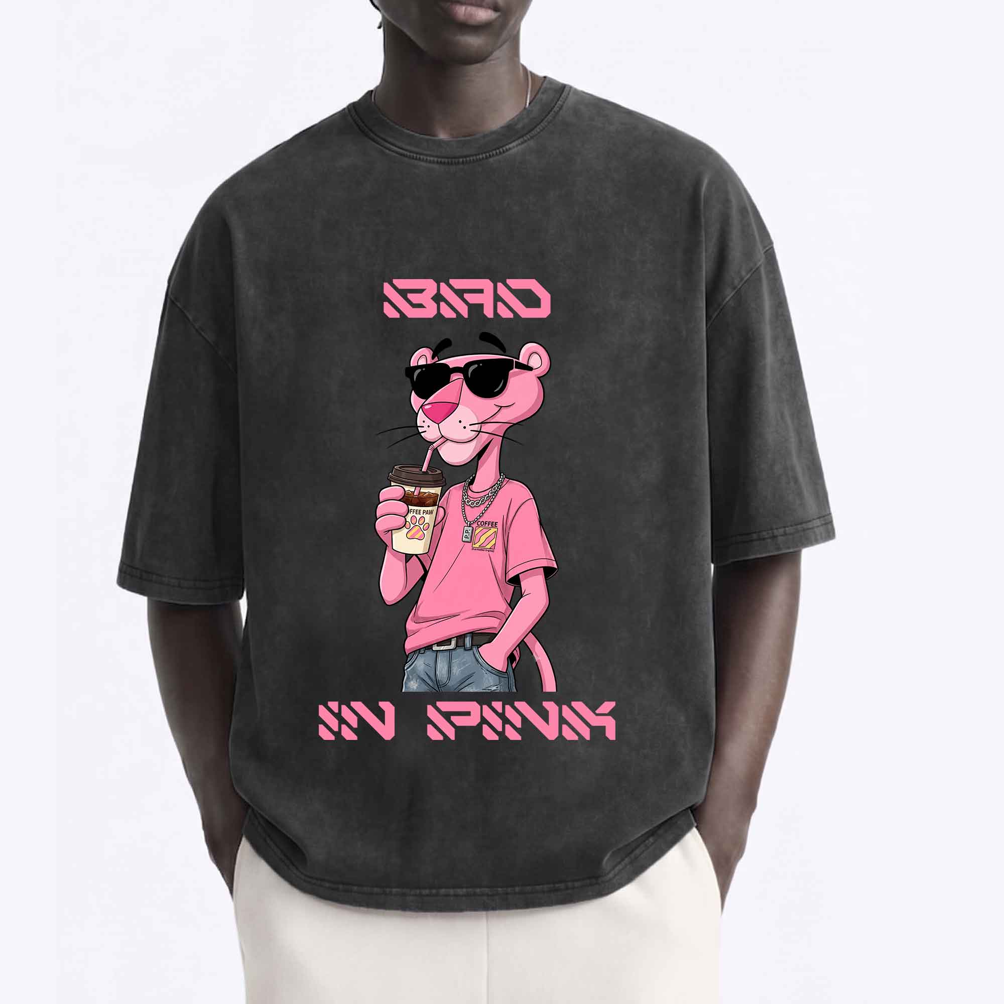 Funny Pink Panther "Sip In Pink" Graphic T-Shirt