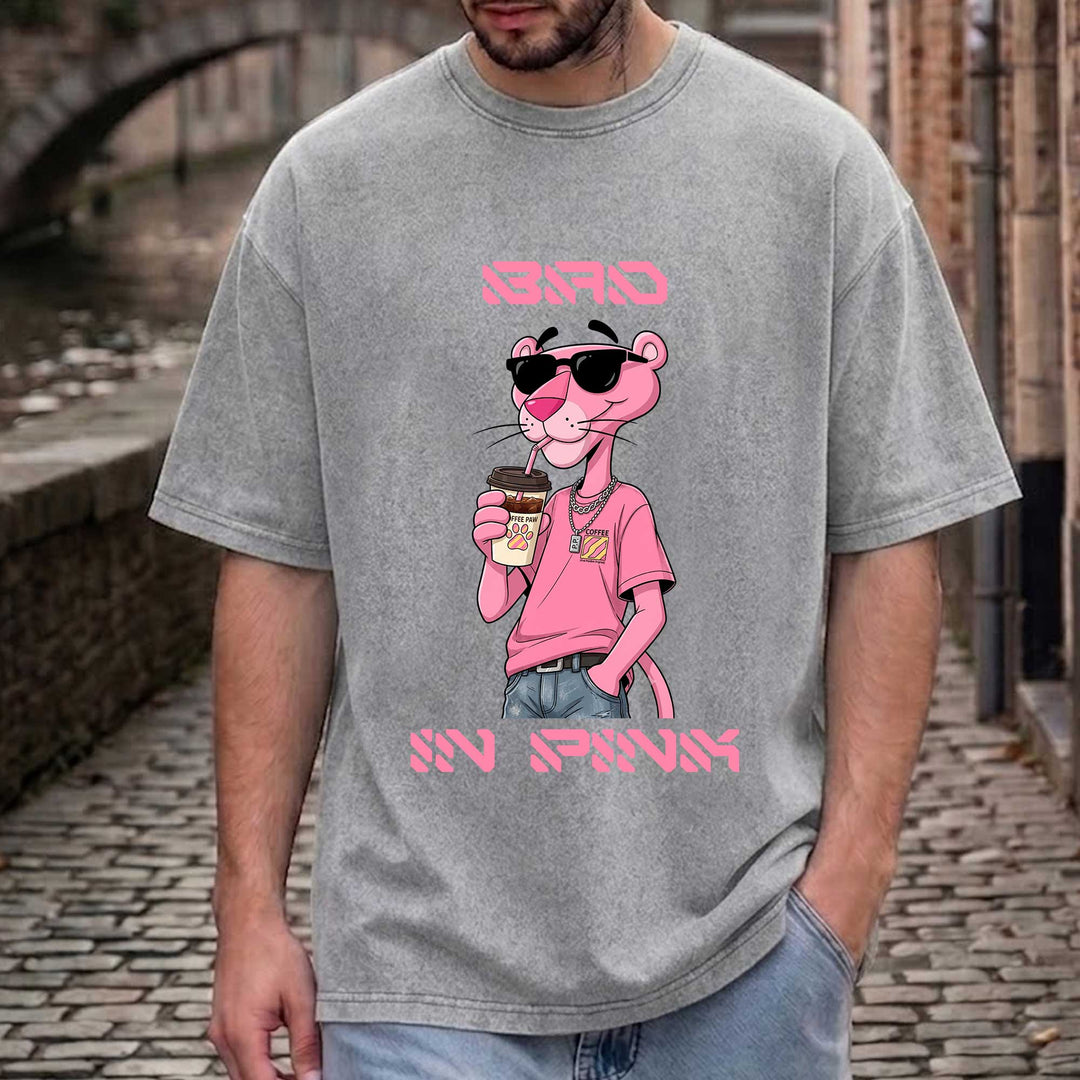 Funny Pink Panther "Sip In Pink" Graphic T-Shirt