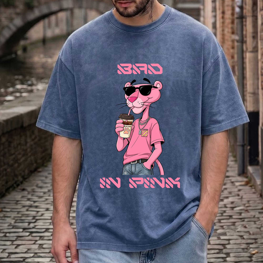 Funny Pink Panther "Sip In Pink" Graphic T-Shirt