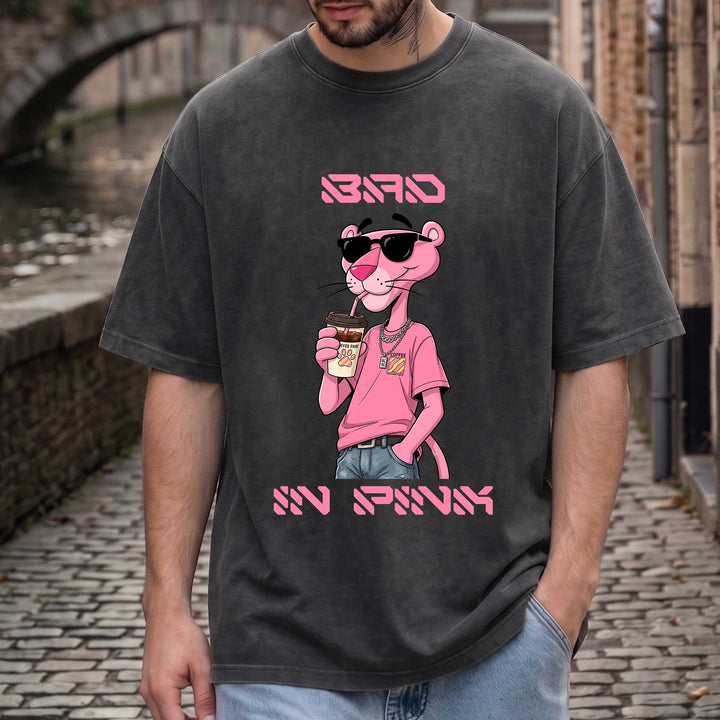Funny Pink Panther "Sip In Pink" Graphic T-Shirt