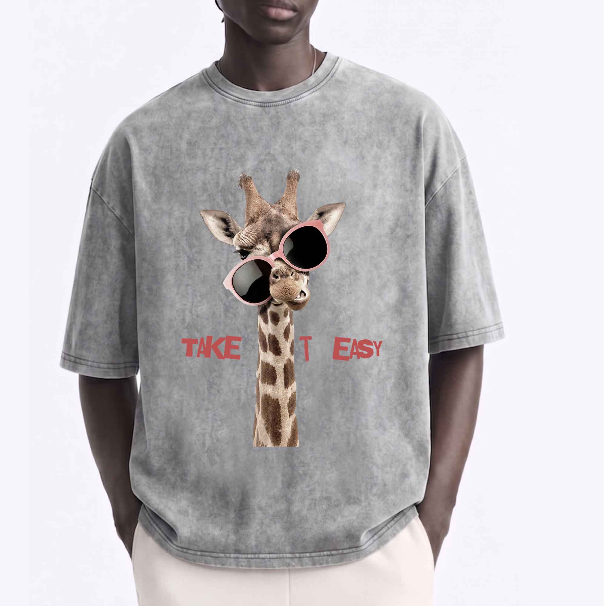 Funny Giraffe "Take It Easy" Graphic T-Shirt