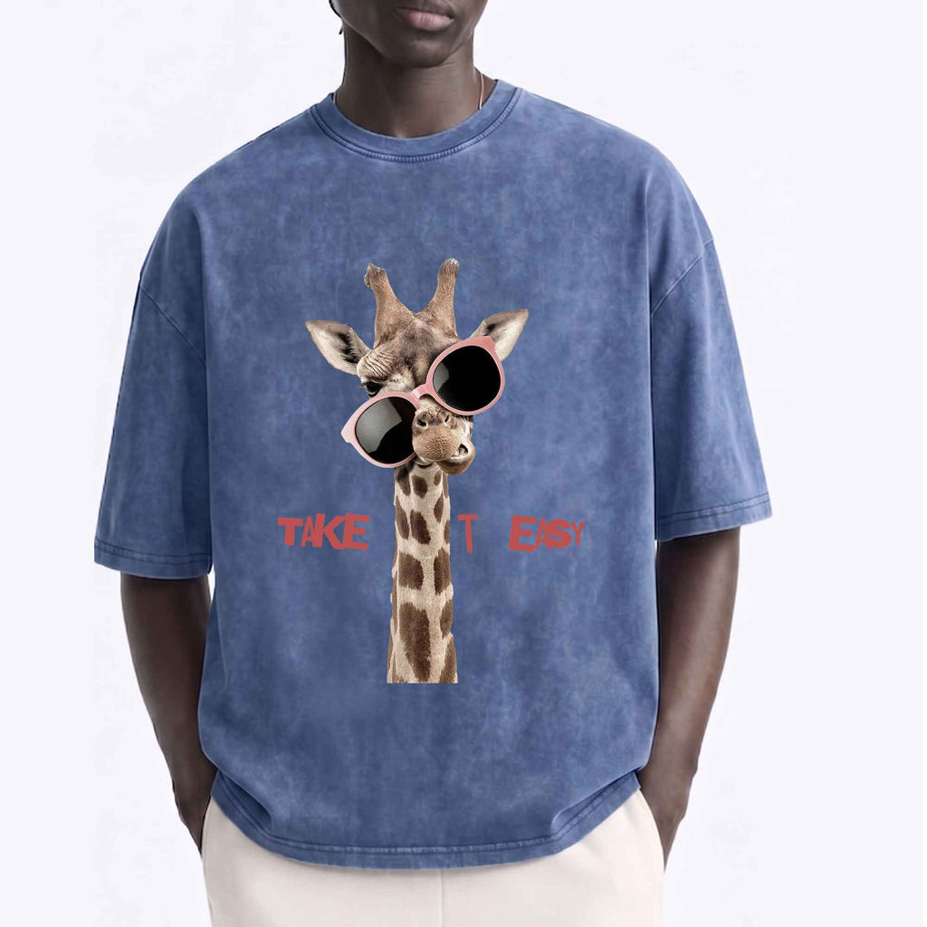 Funny Giraffe "Take It Easy" Graphic T-Shirt