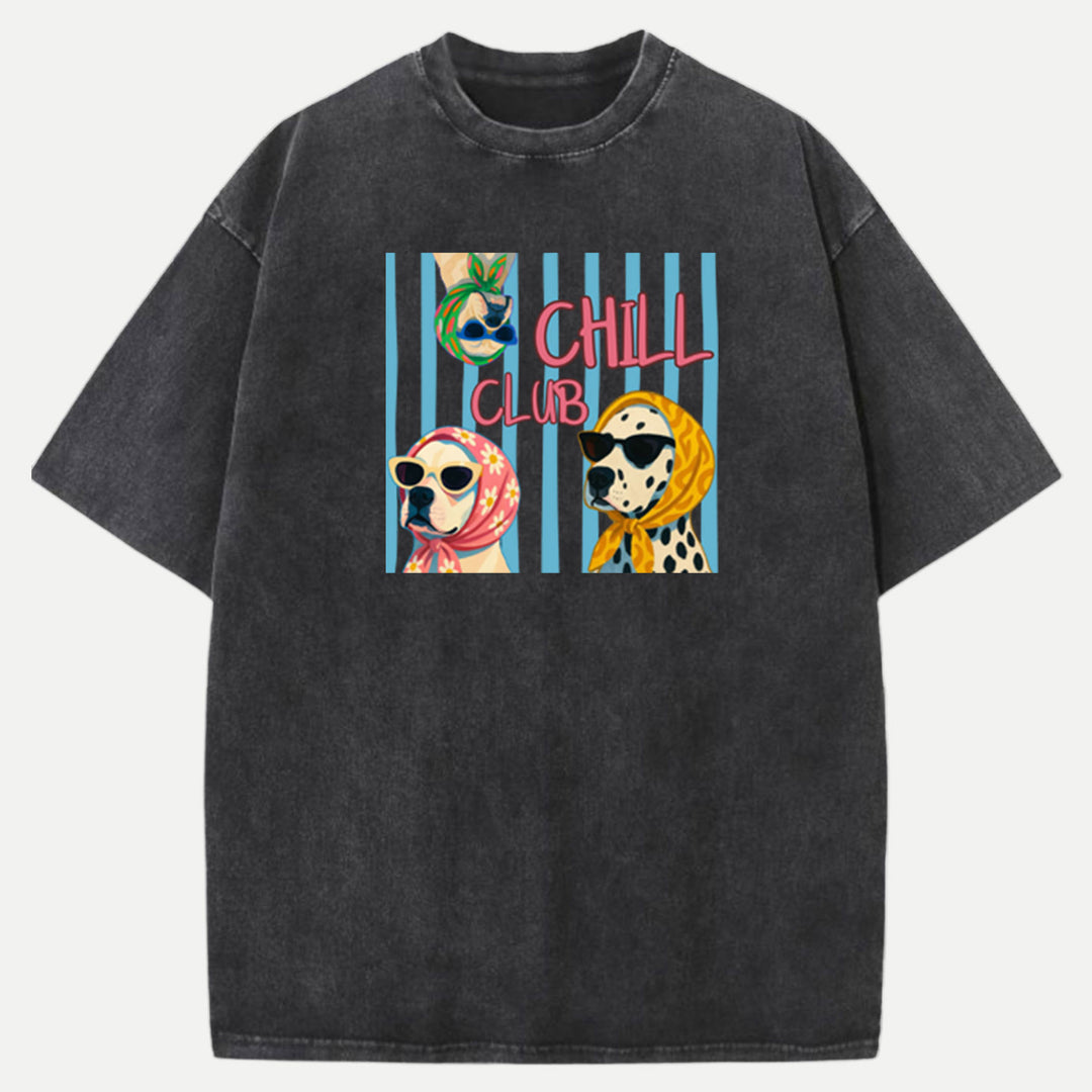 Chill Club Dog Graphic Vintage T-shirt