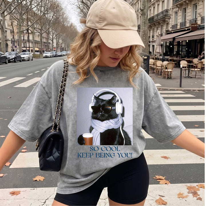 Funny Black Cat "So Cool Keep Being You"  T-Shirt